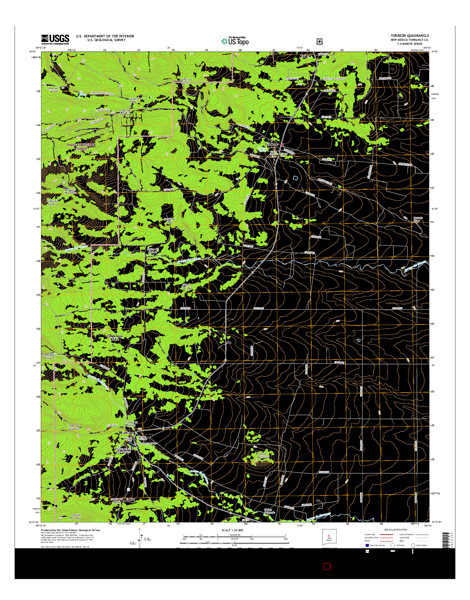 USGS US TOPO 7.5-MINUTE MAP FOR TORREON, NM 2017