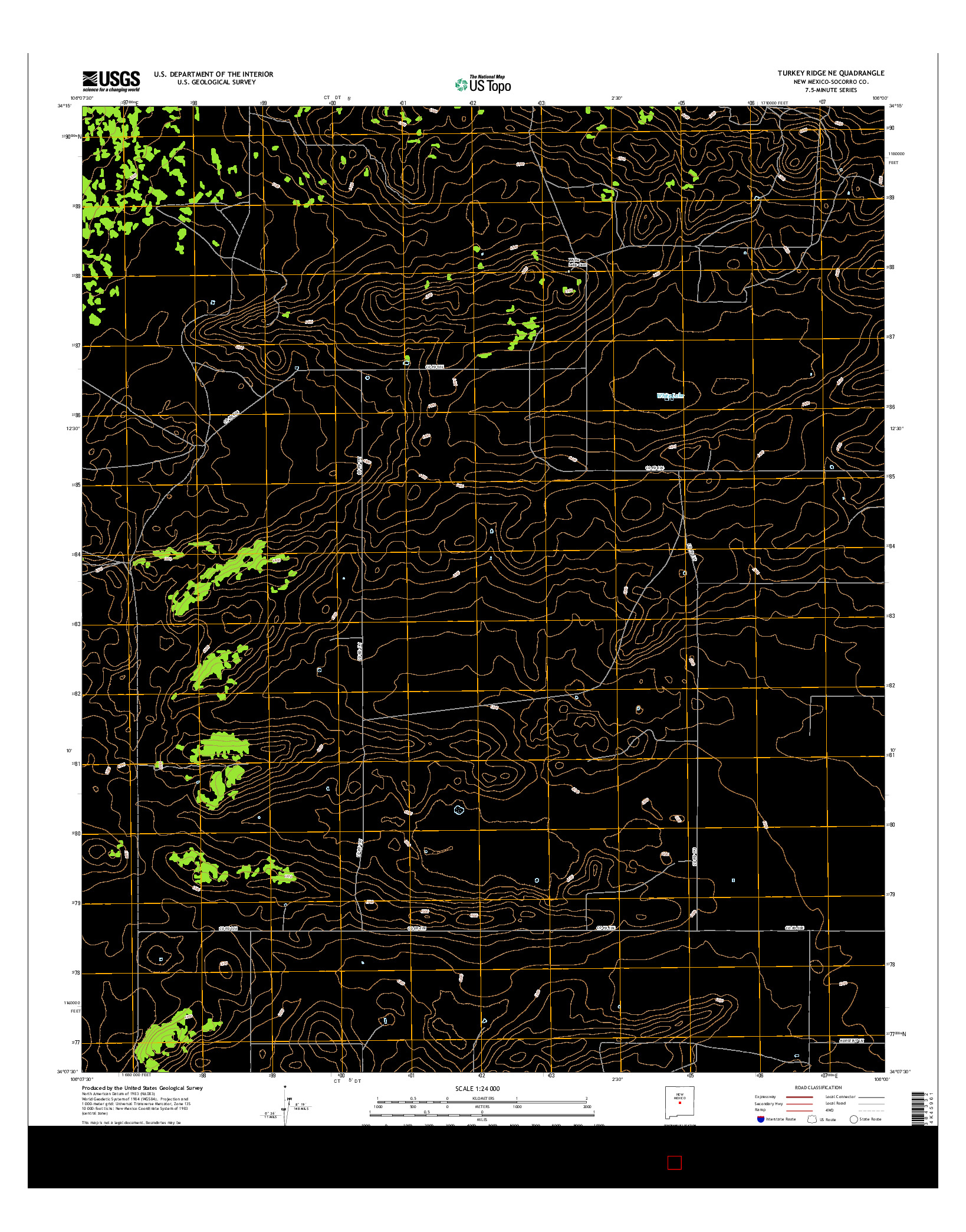 USGS US TOPO 7.5-MINUTE MAP FOR TURKEY RIDGE NE, NM 2017