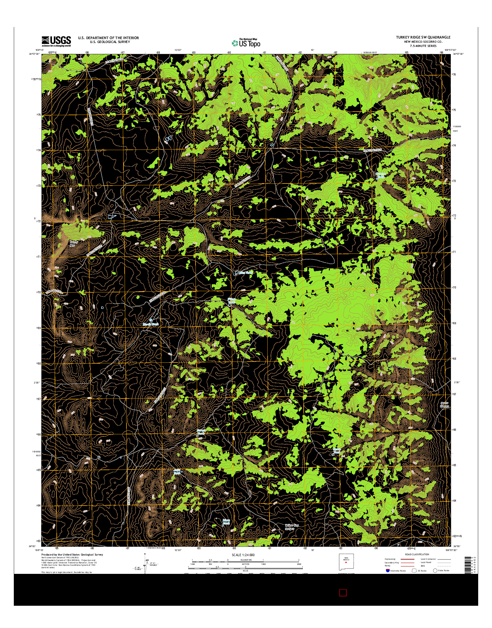 USGS US TOPO 7.5-MINUTE MAP FOR TURKEY RIDGE SW, NM 2017