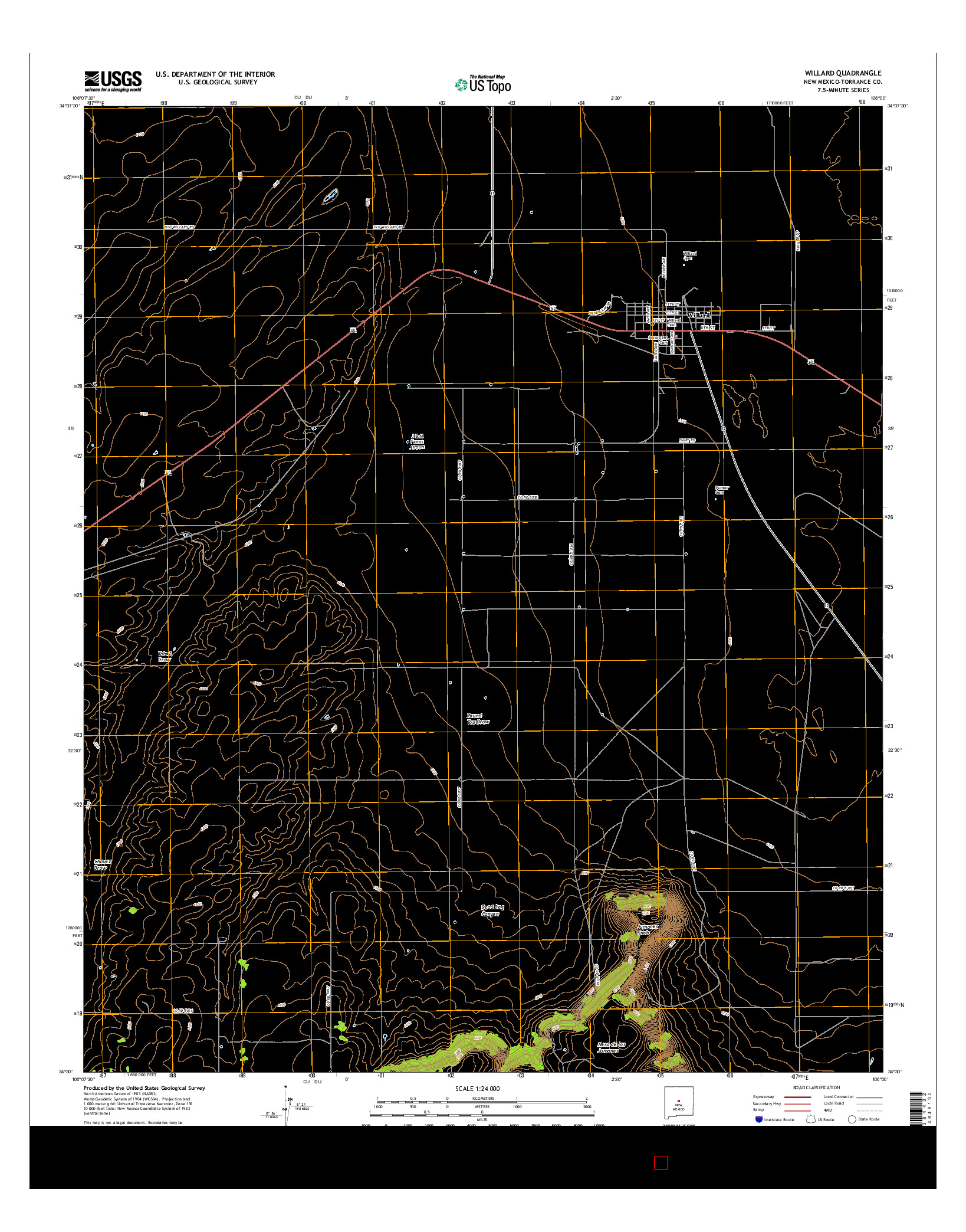 USGS US TOPO 7.5-MINUTE MAP FOR WILLARD, NM 2017