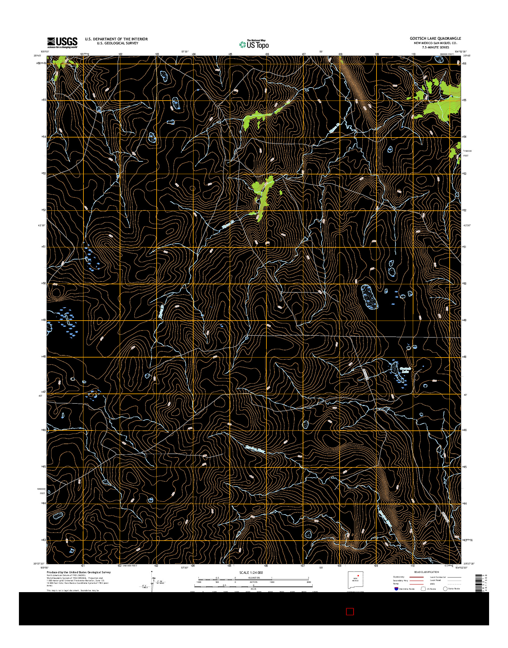 USGS US TOPO 7.5-MINUTE MAP FOR GOETSCH LAKE, NM 2017