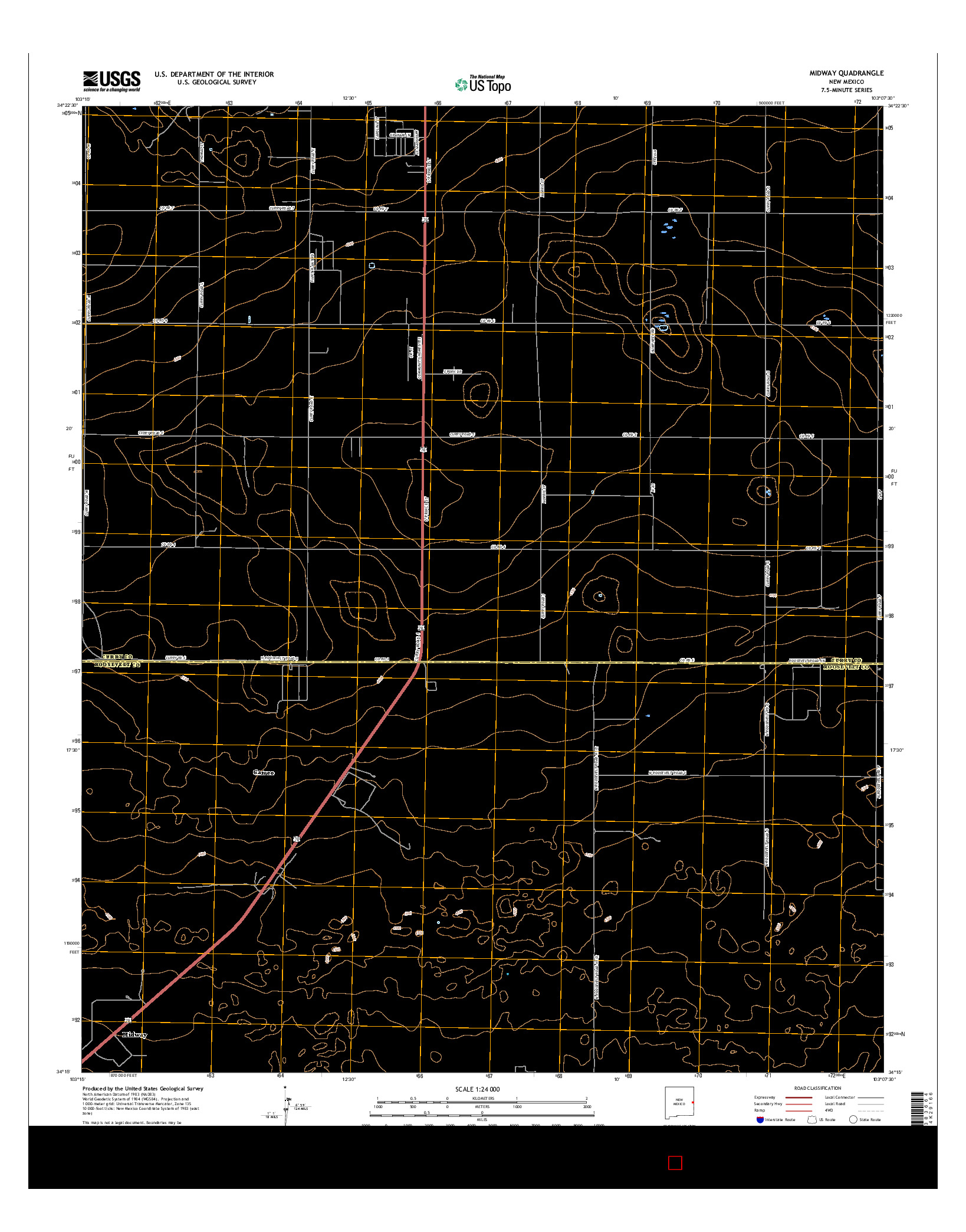 USGS US TOPO 7.5-MINUTE MAP FOR MIDWAY, NM 2017