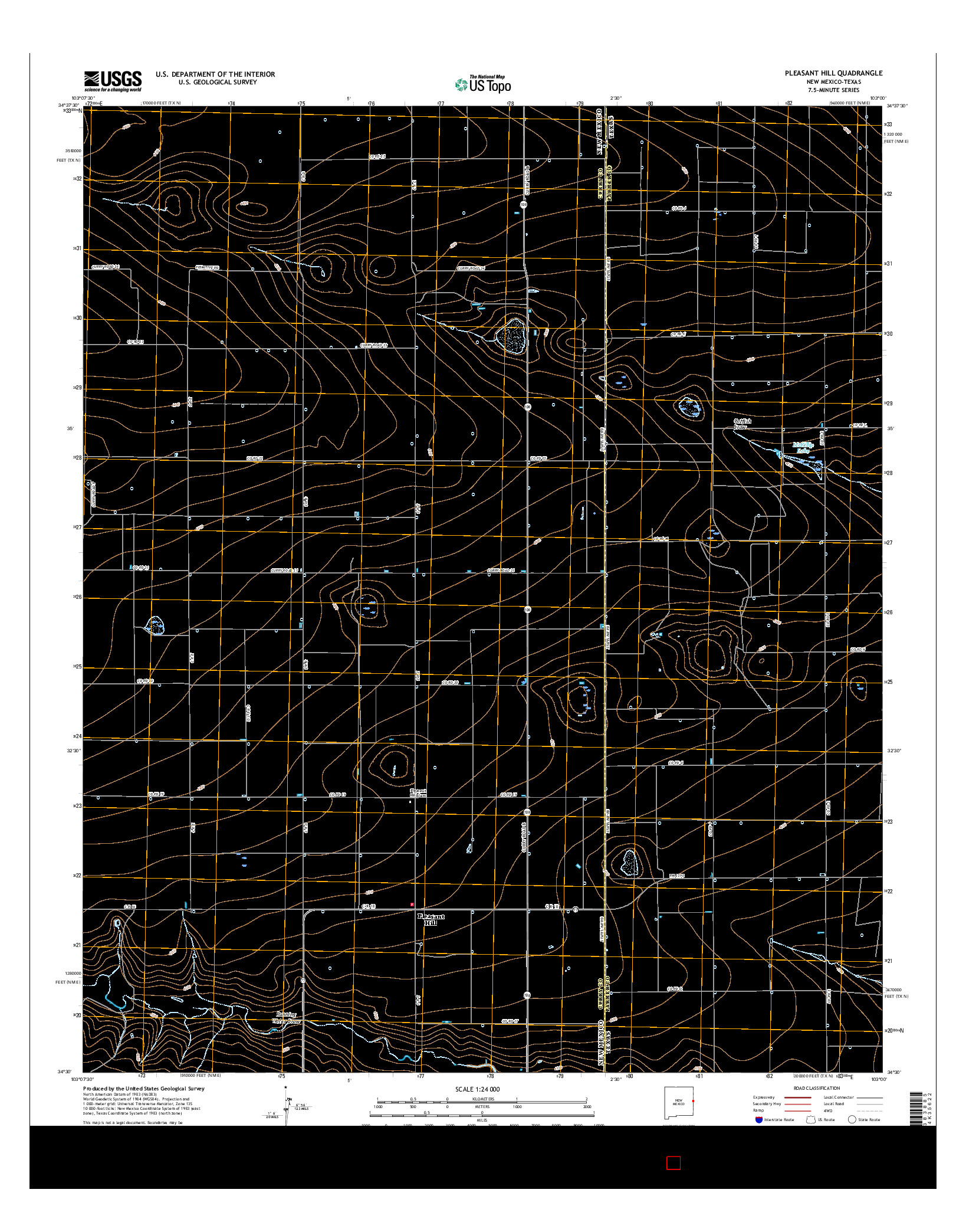 USGS US TOPO 7.5-MINUTE MAP FOR PLEASANT HILL, NM-TX 2017