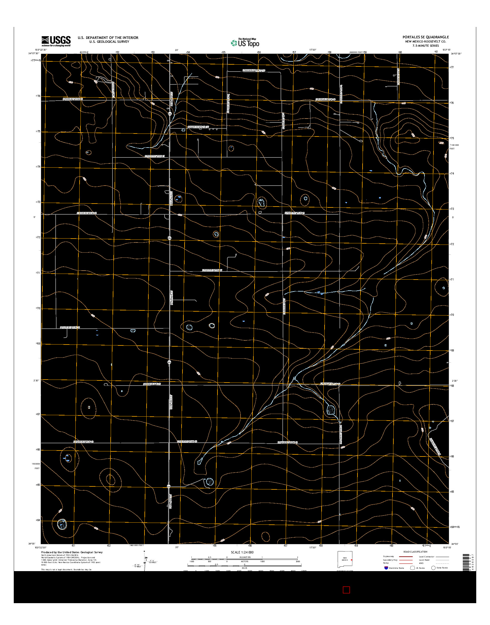 USGS US TOPO 7.5-MINUTE MAP FOR PORTALES SE, NM 2017