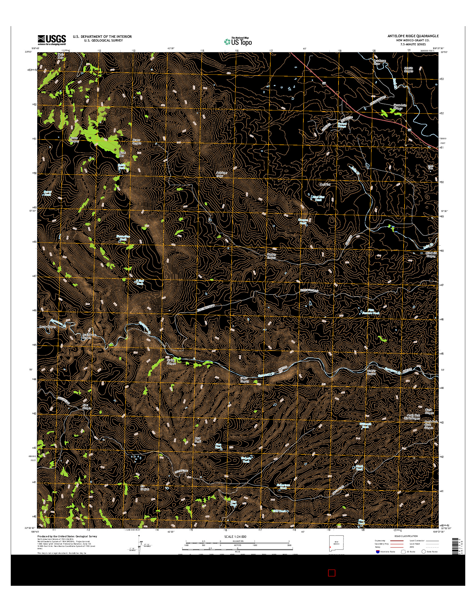 USGS US TOPO 7.5-MINUTE MAP FOR ANTELOPE RIDGE, NM 2017