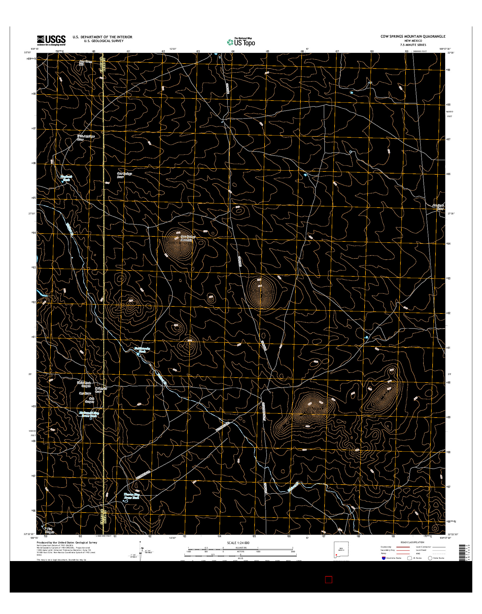 USGS US TOPO 7.5-MINUTE MAP FOR COW SPRINGS MOUNTAIN, NM 2017