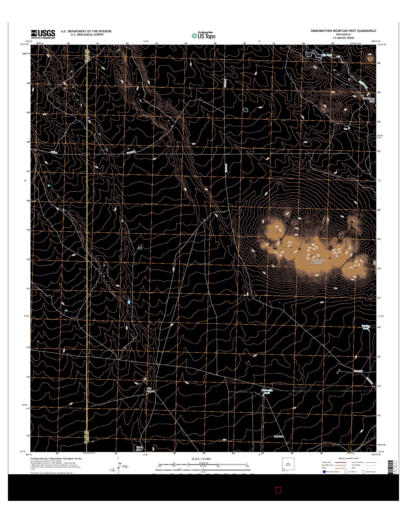 USGS US TOPO 7.5-MINUTE MAP FOR GRANDMOTHER MOUNTAIN WEST, NM 2017