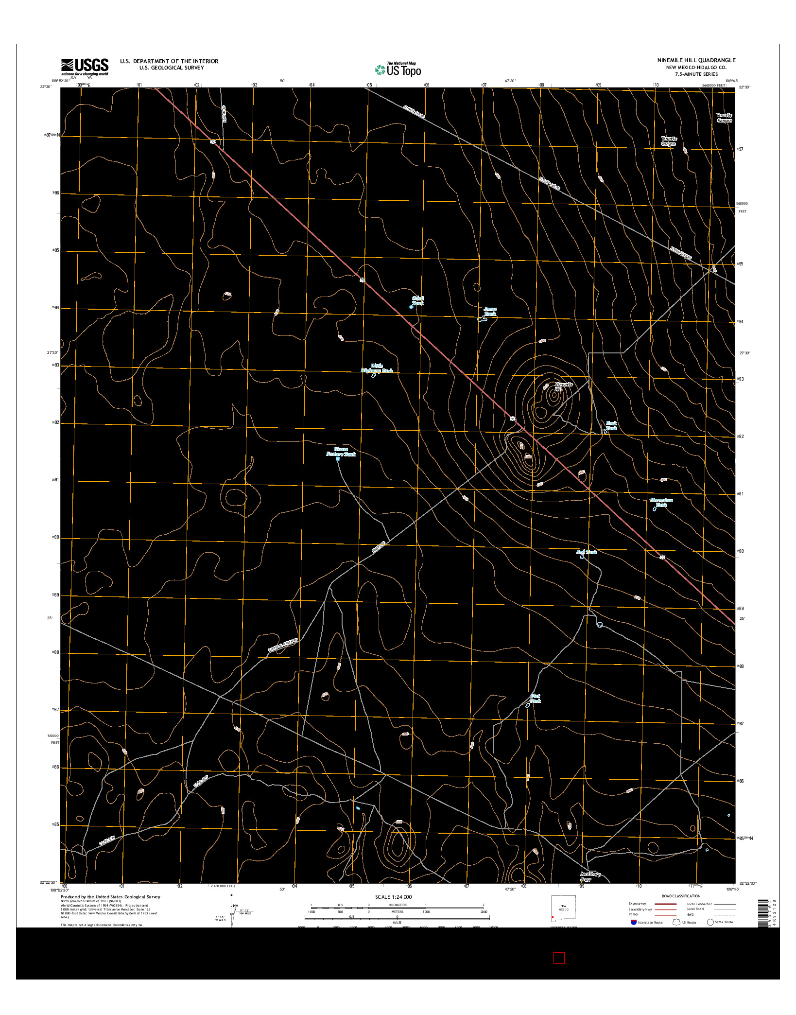 USGS US TOPO 7.5-MINUTE MAP FOR NINEMILE HILL, NM 2017