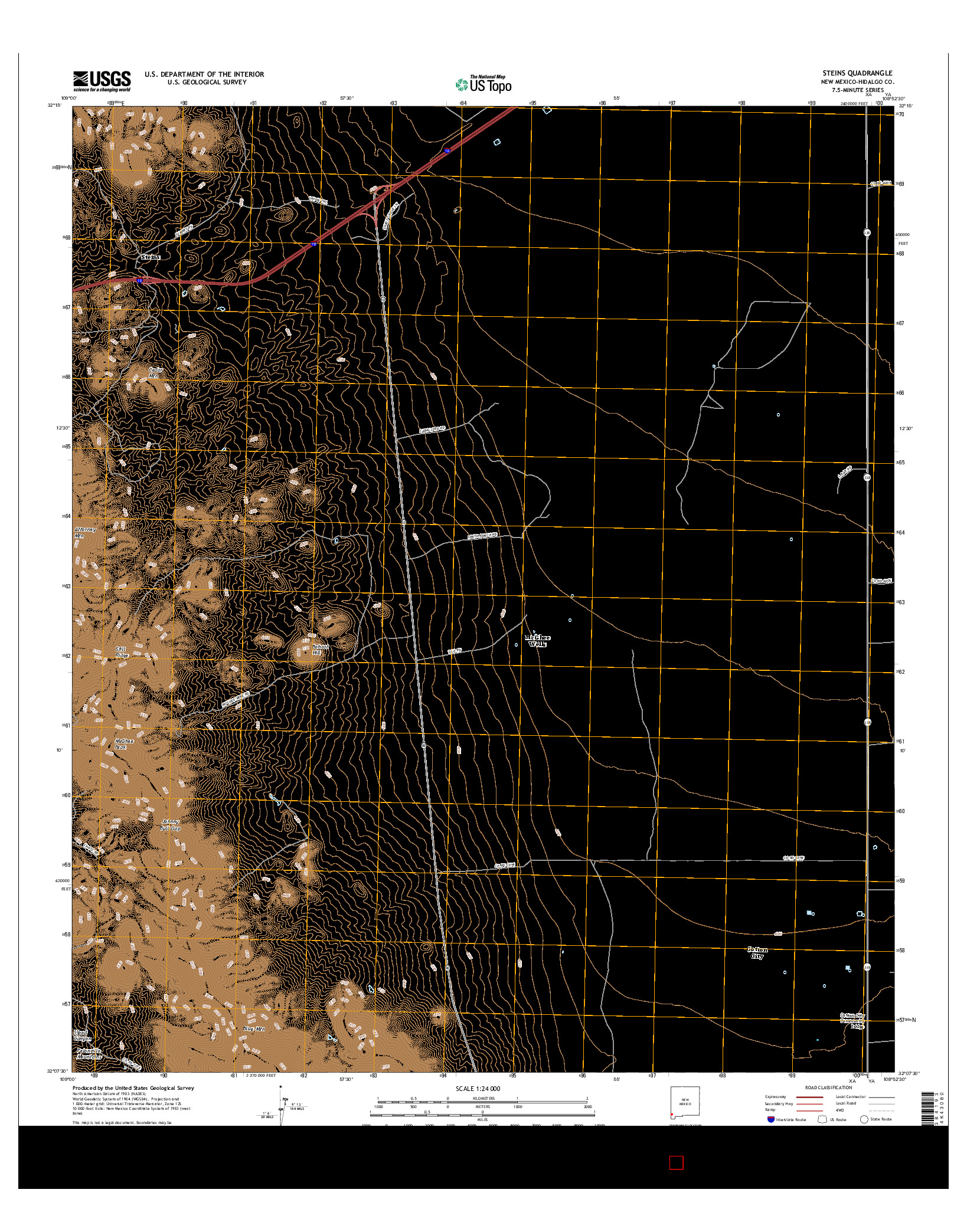 USGS US TOPO 7.5-MINUTE MAP FOR STEINS, NM 2017