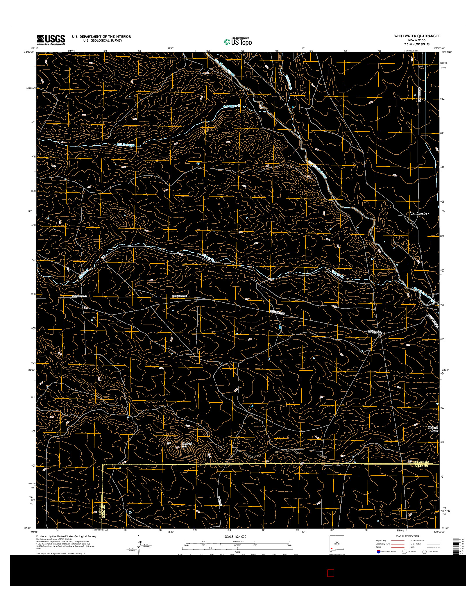 USGS US TOPO 7.5-MINUTE MAP FOR WHITEWATER, NM 2017