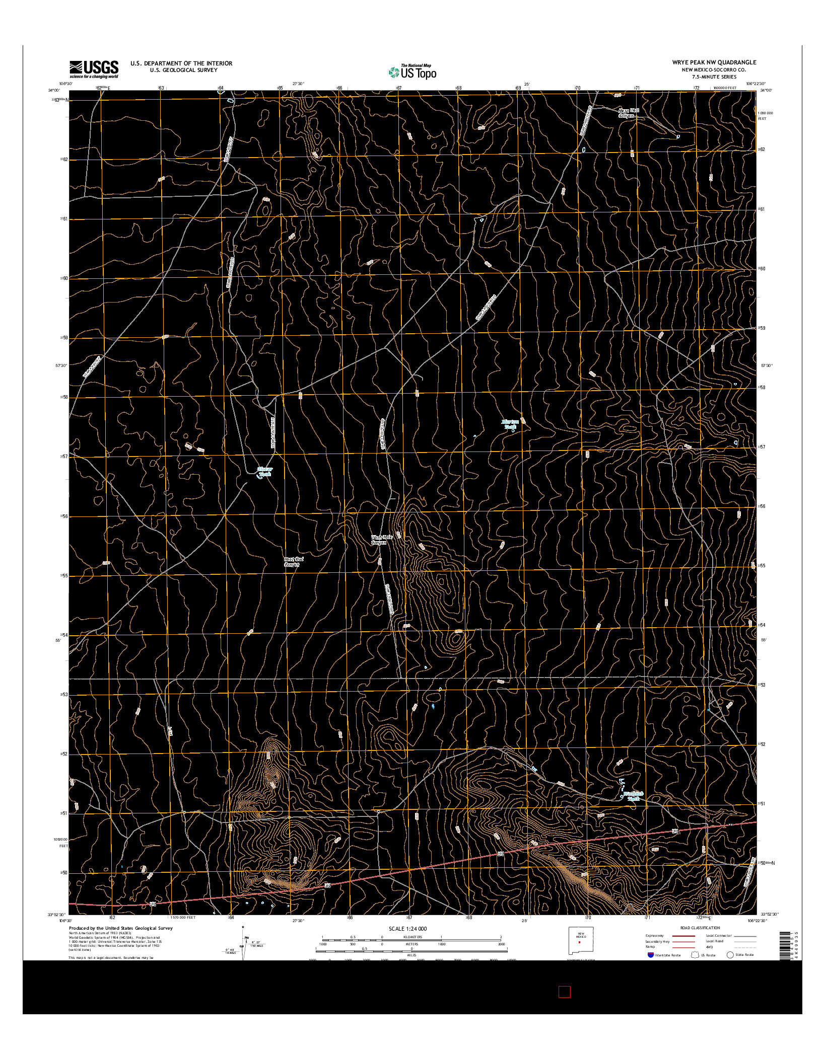 USGS US TOPO 7.5-MINUTE MAP FOR WRYE PEAK NW, NM 2017