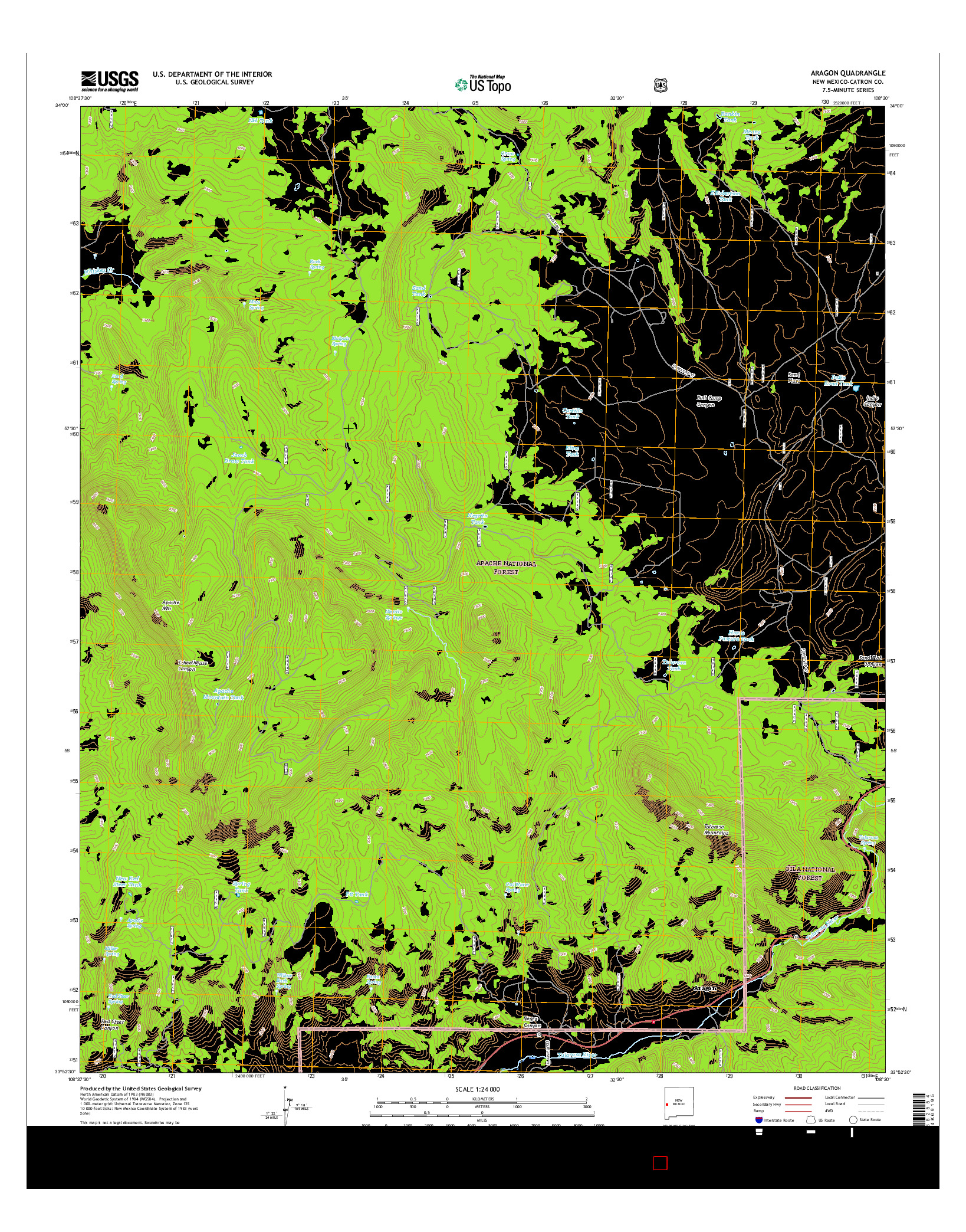 USGS US TOPO 7.5-MINUTE MAP FOR ARAGON, NM 2017