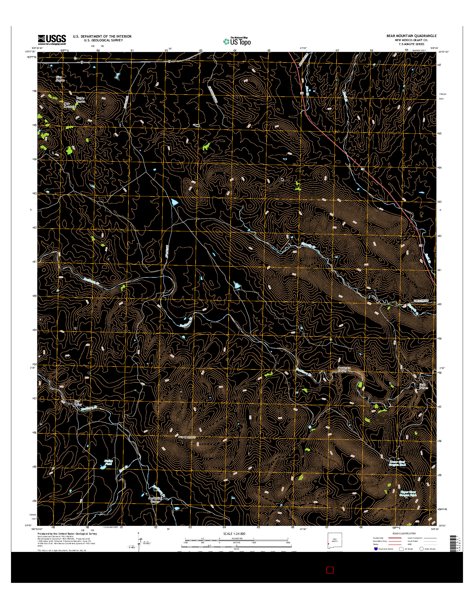 USGS US TOPO 7.5-MINUTE MAP FOR BEAR MOUNTAIN, NM 2017