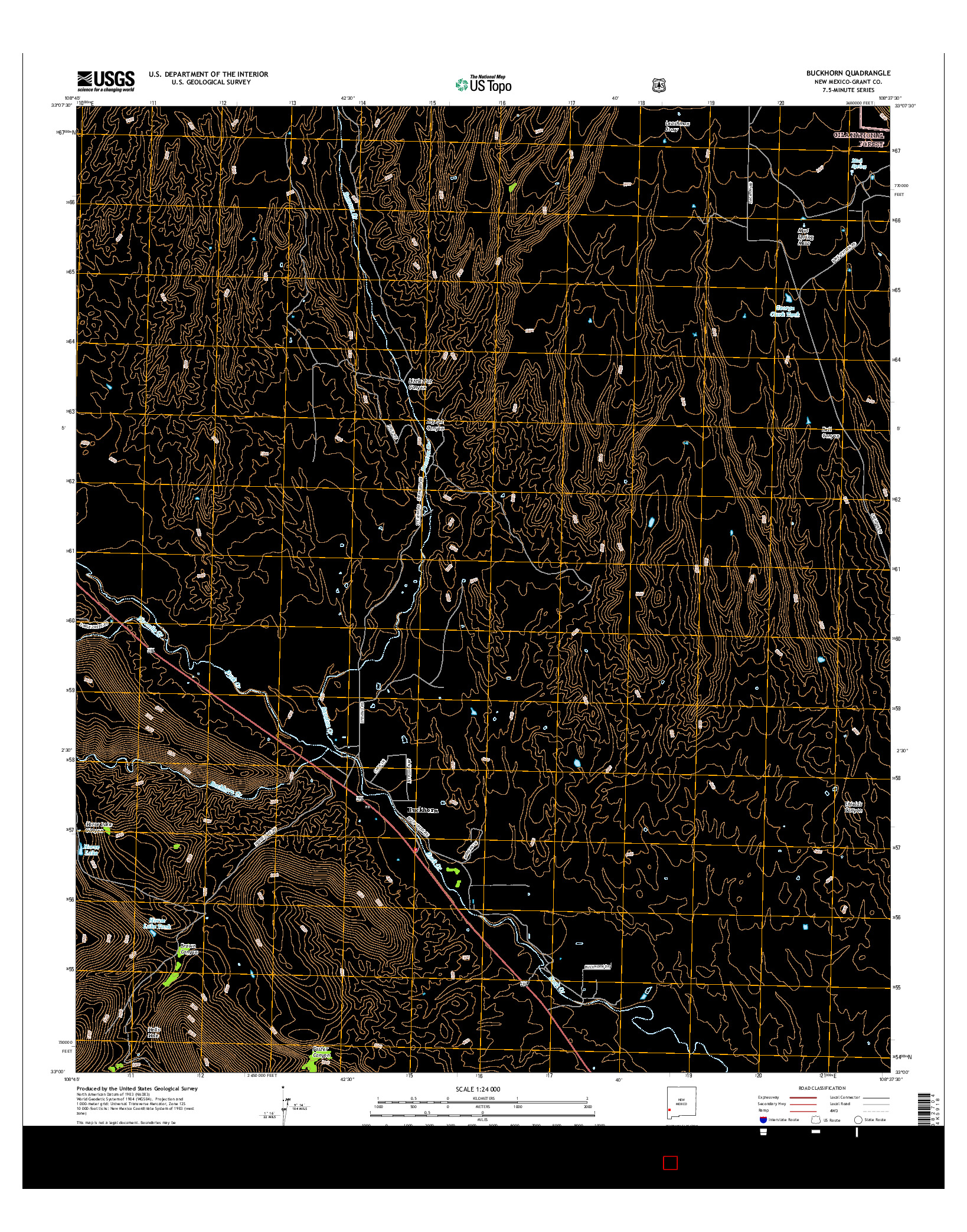 USGS US TOPO 7.5-MINUTE MAP FOR BUCKHORN, NM 2017