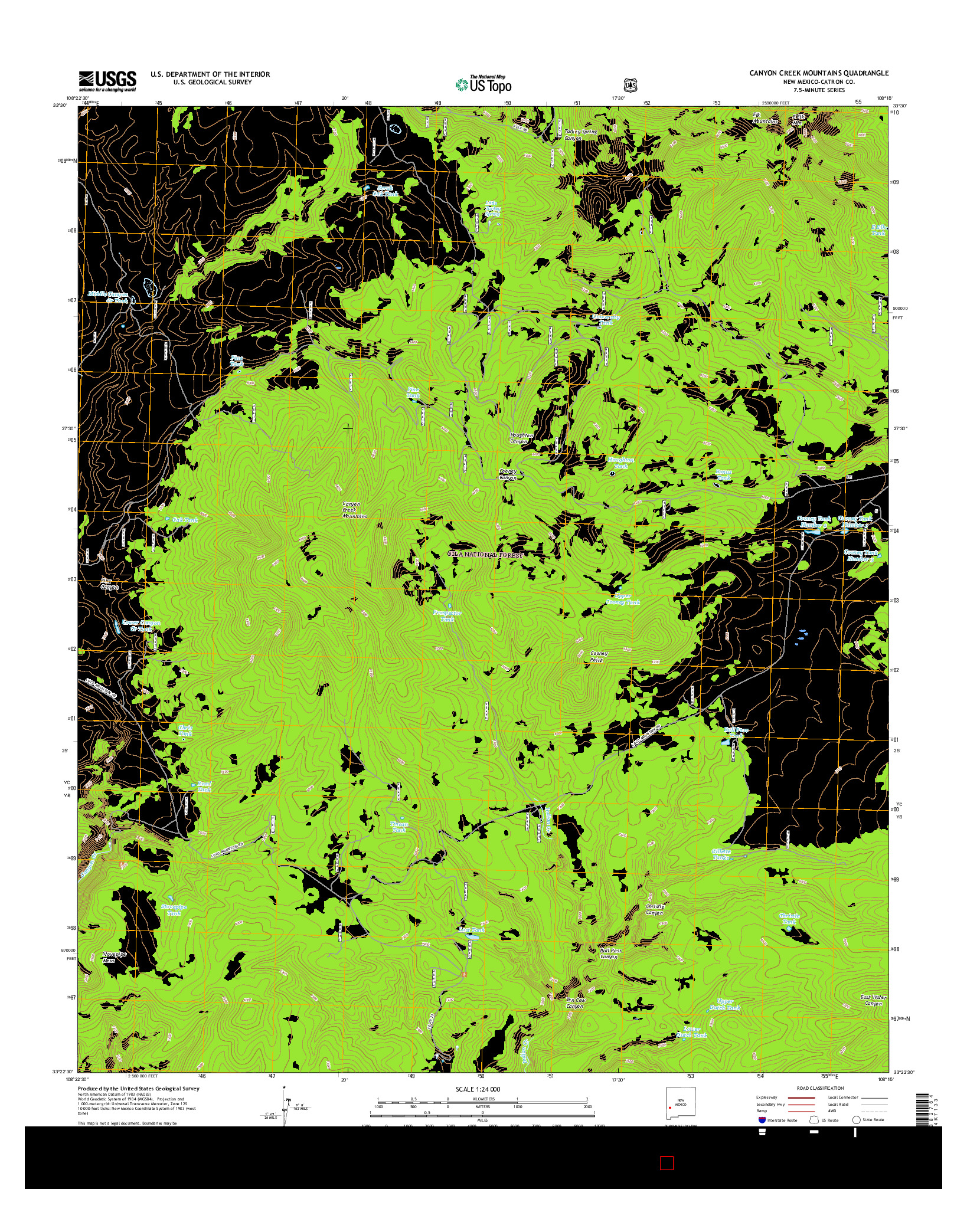 USGS US TOPO 7.5-MINUTE MAP FOR CANYON CREEK MOUNTAINS, NM 2017