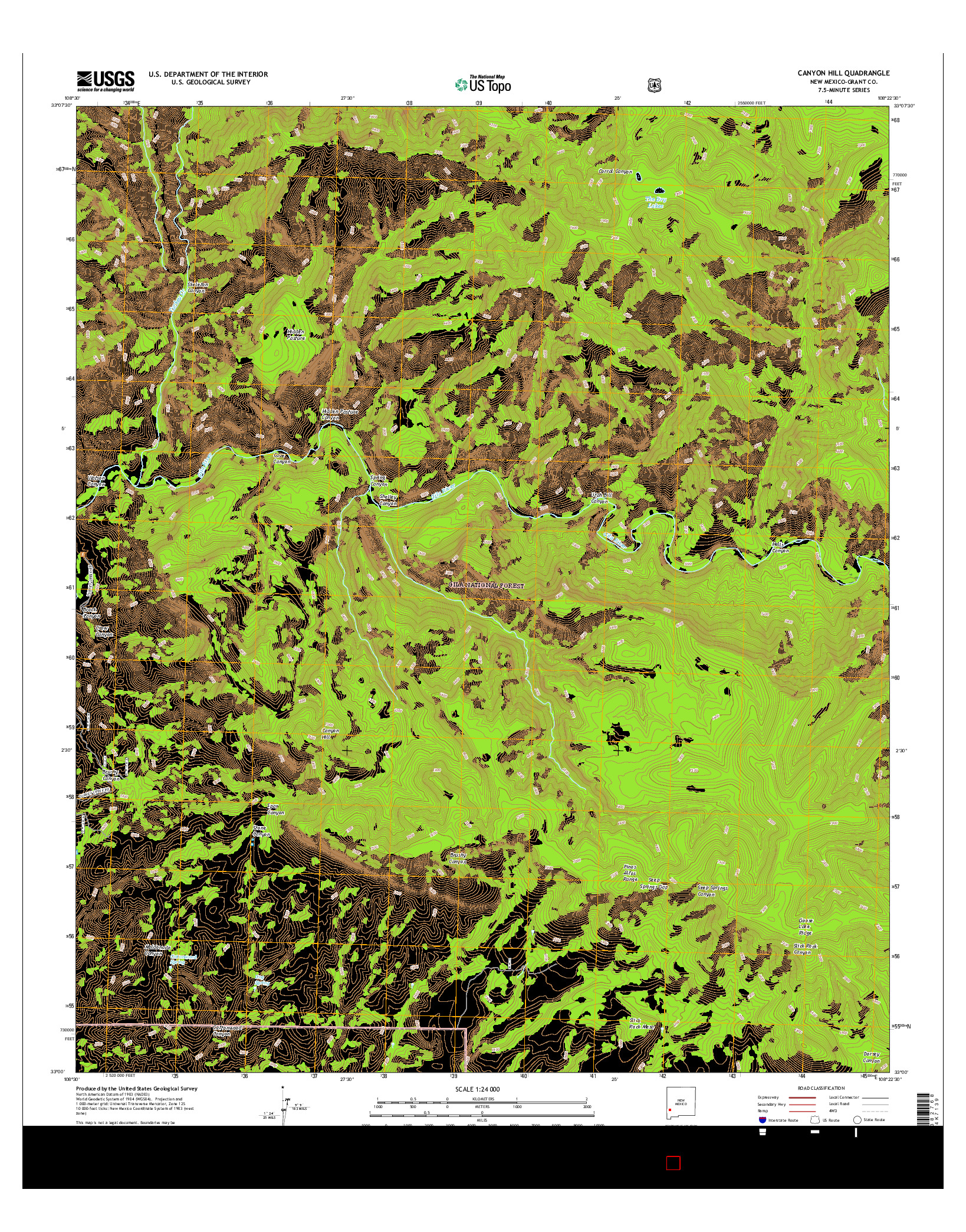 USGS US TOPO 7.5-MINUTE MAP FOR CANYON HILL, NM 2017