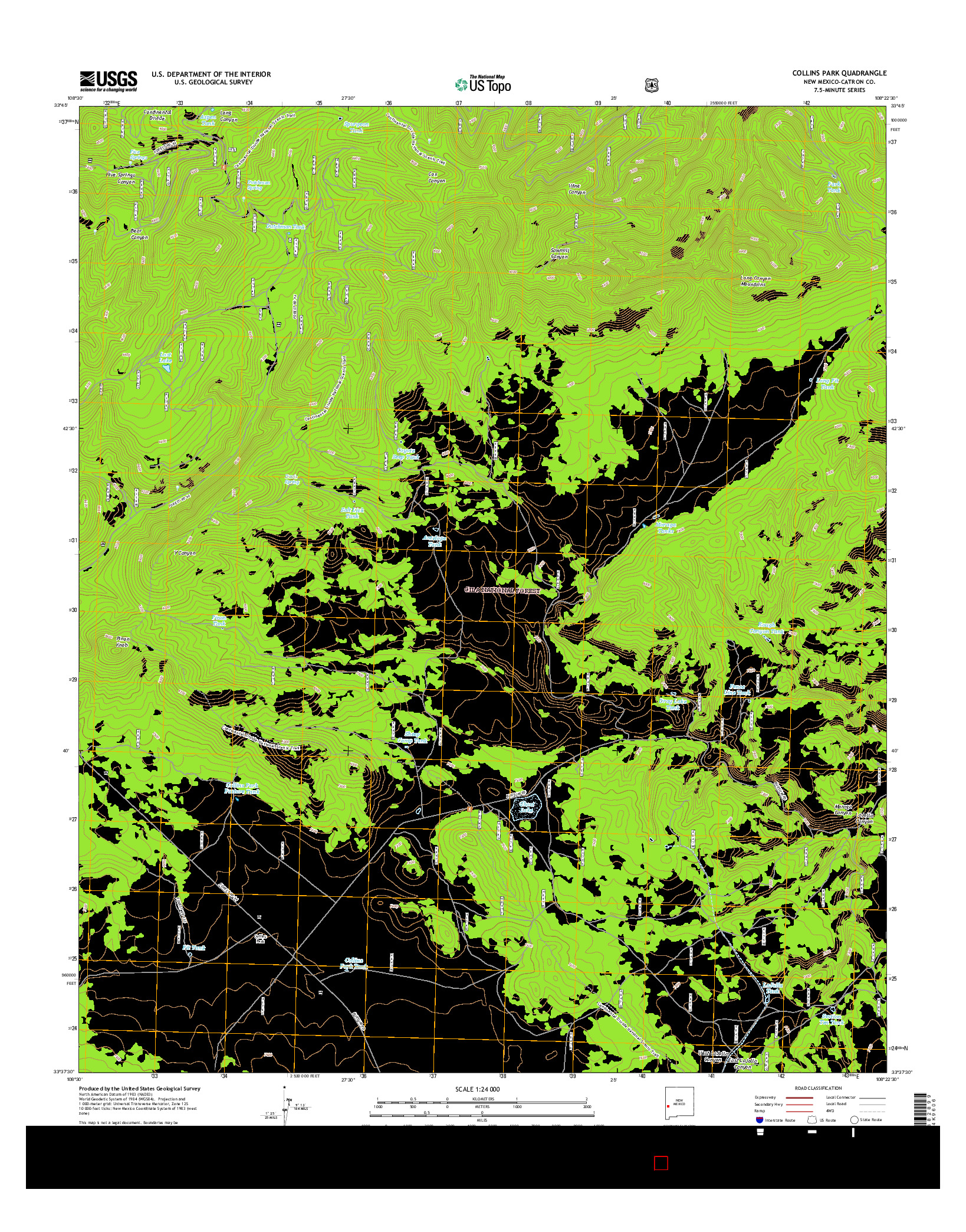 USGS US TOPO 7.5-MINUTE MAP FOR COLLINS PARK, NM 2017