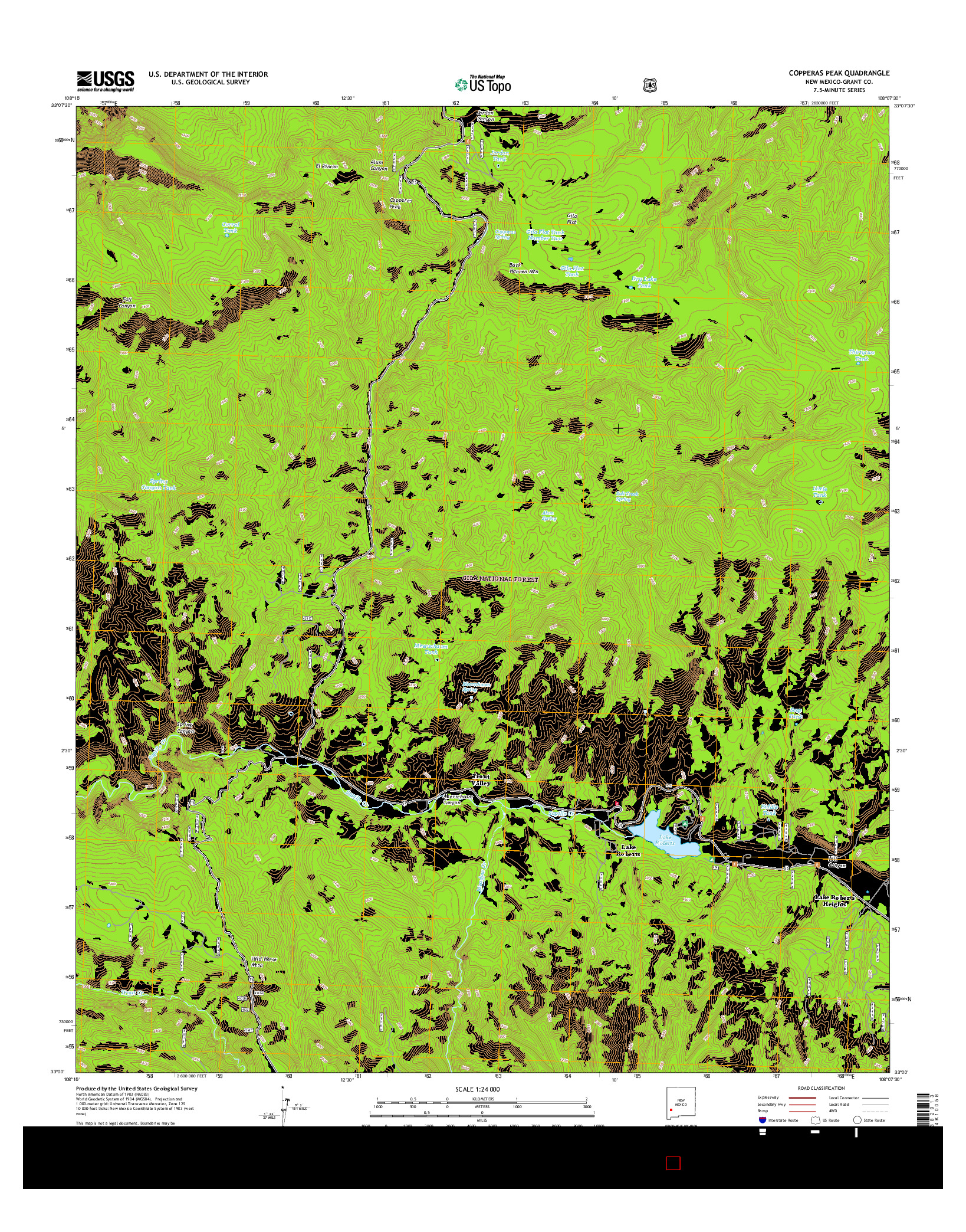 USGS US TOPO 7.5-MINUTE MAP FOR COPPERAS PEAK, NM 2017