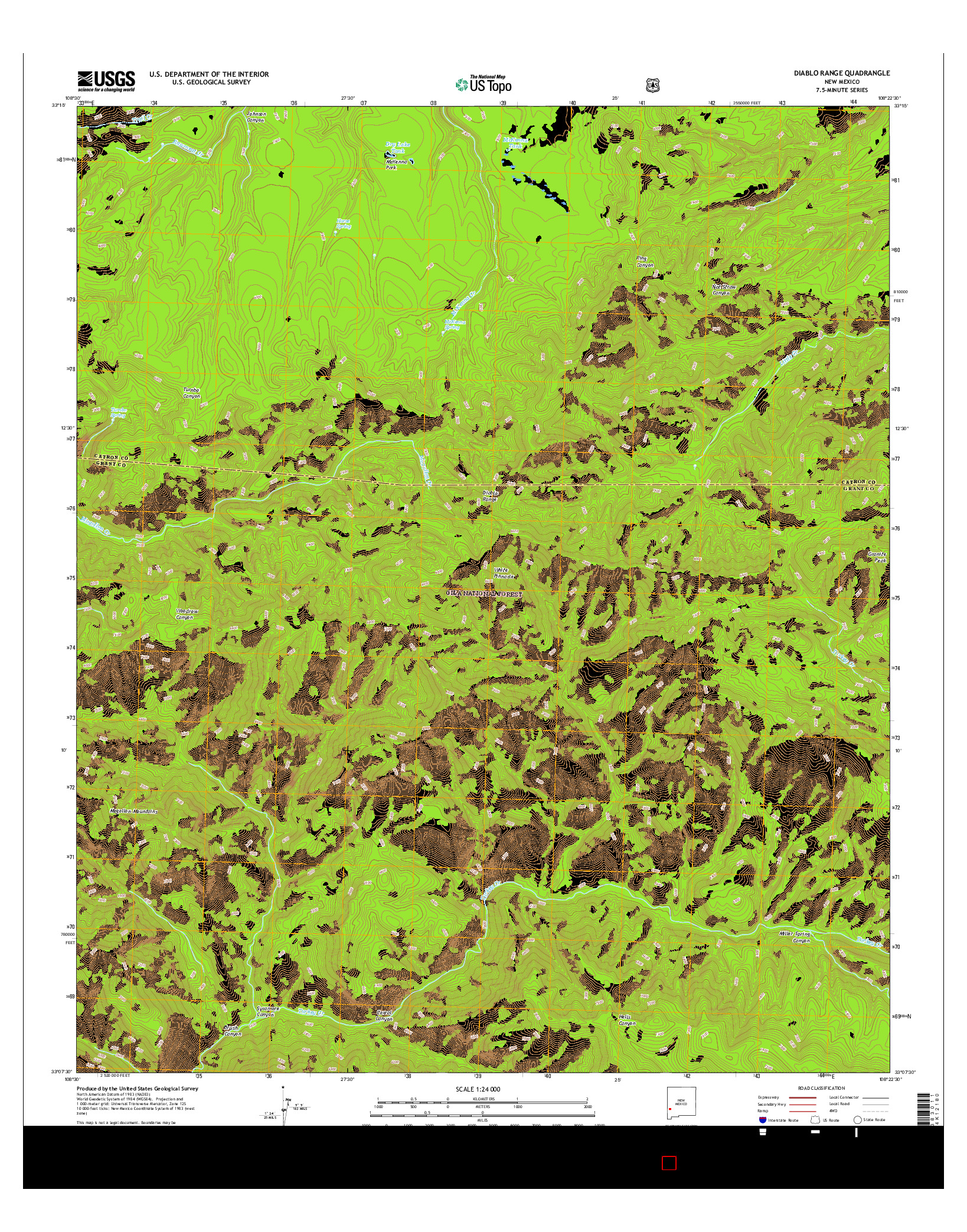 USGS US TOPO 7.5-MINUTE MAP FOR DIABLO RANGE, NM 2017