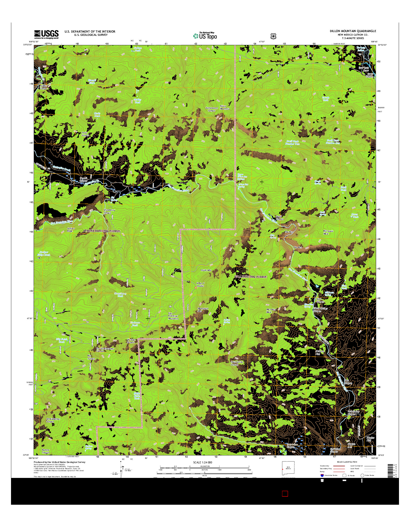 USGS US TOPO 7.5-MINUTE MAP FOR DILLON MOUNTAIN, NM 2017