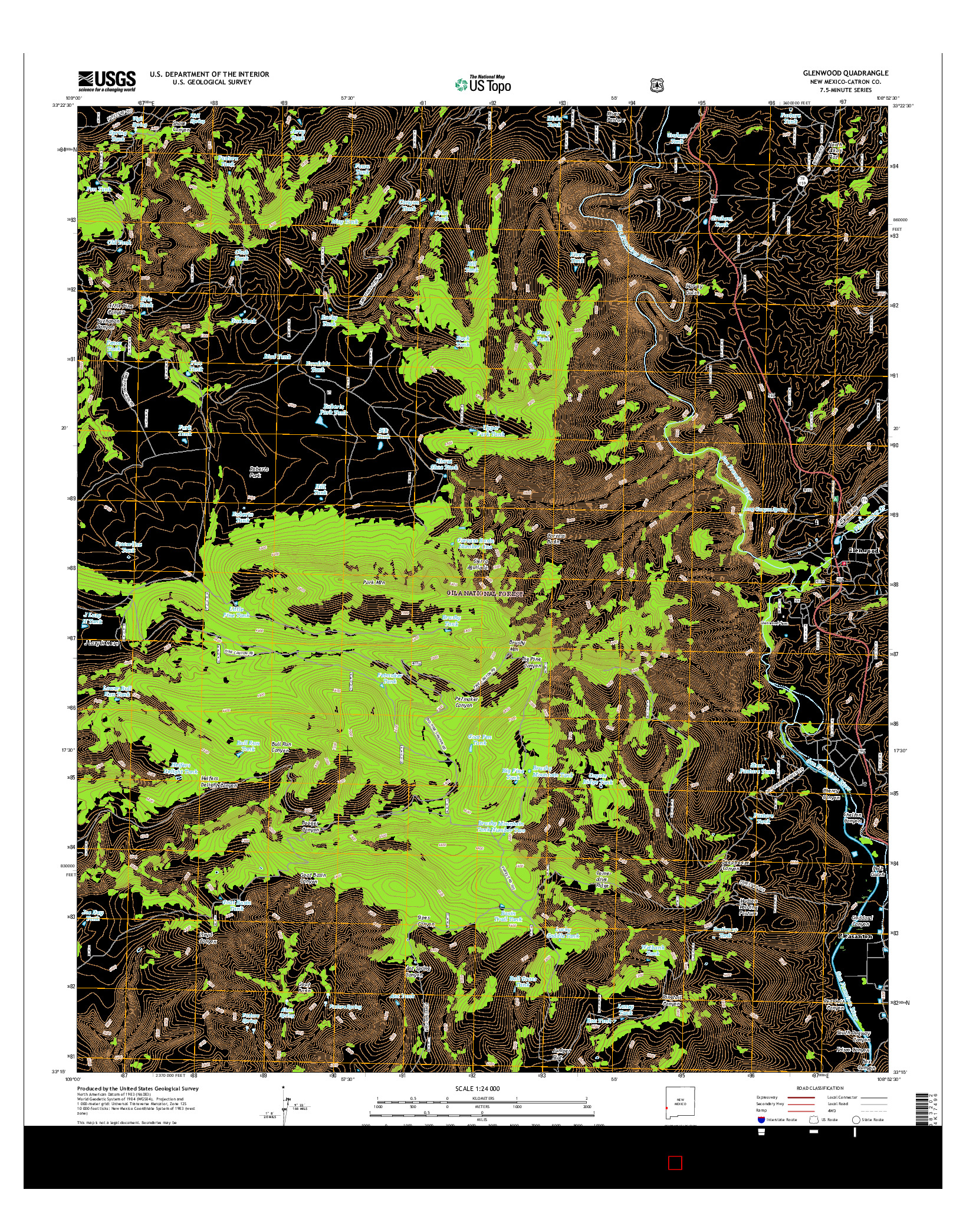 USGS US TOPO 7.5-MINUTE MAP FOR GLENWOOD, NM 2017