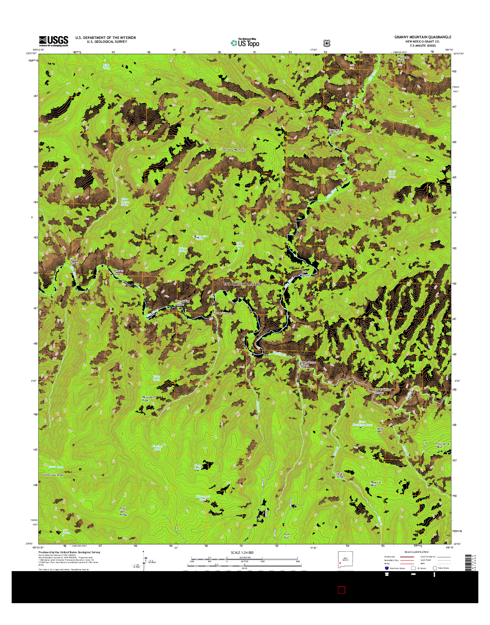 USGS US TOPO 7.5-MINUTE MAP FOR GRANNY MOUNTAIN, NM 2017