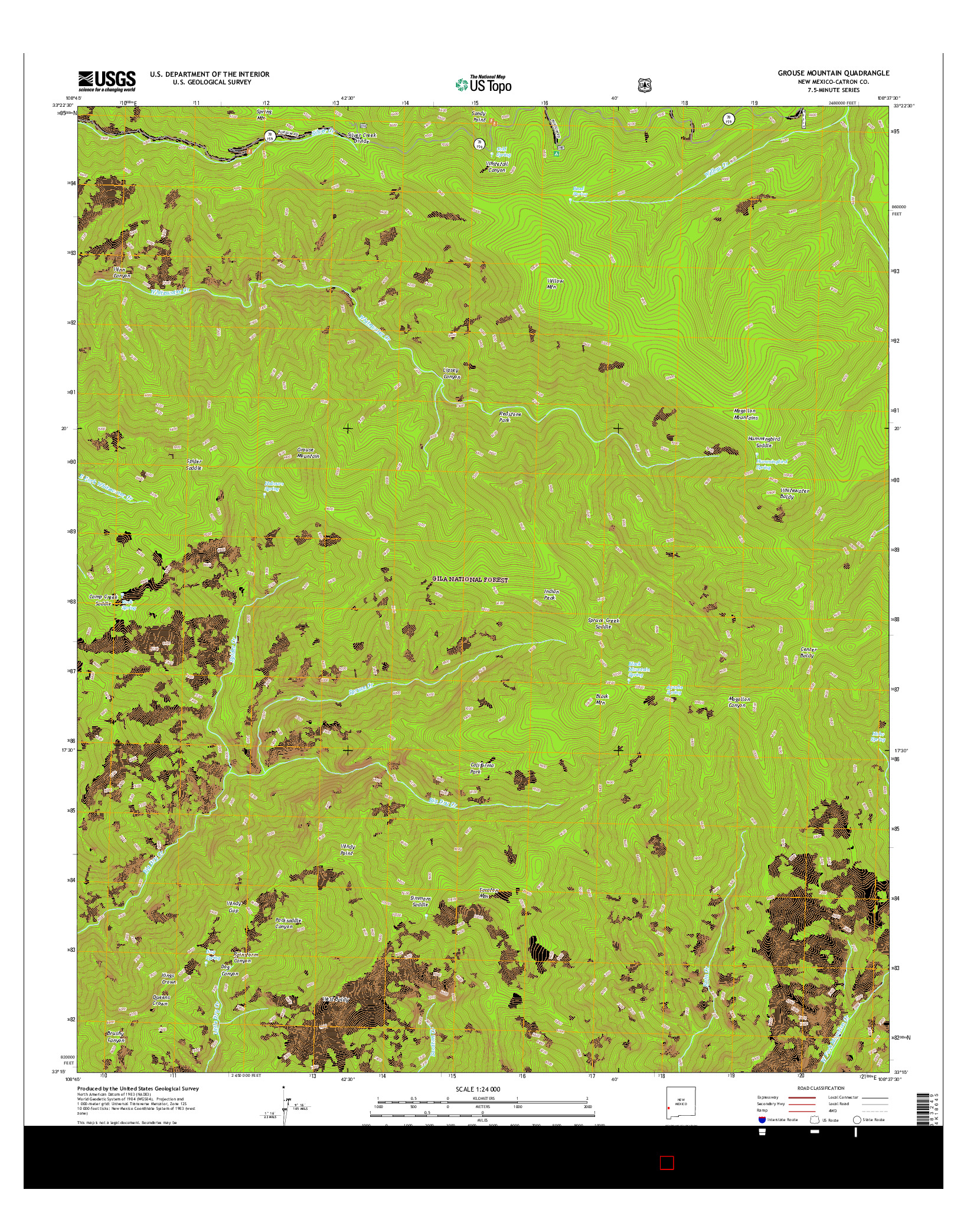 USGS US TOPO 7.5-MINUTE MAP FOR GROUSE MOUNTAIN, NM 2017