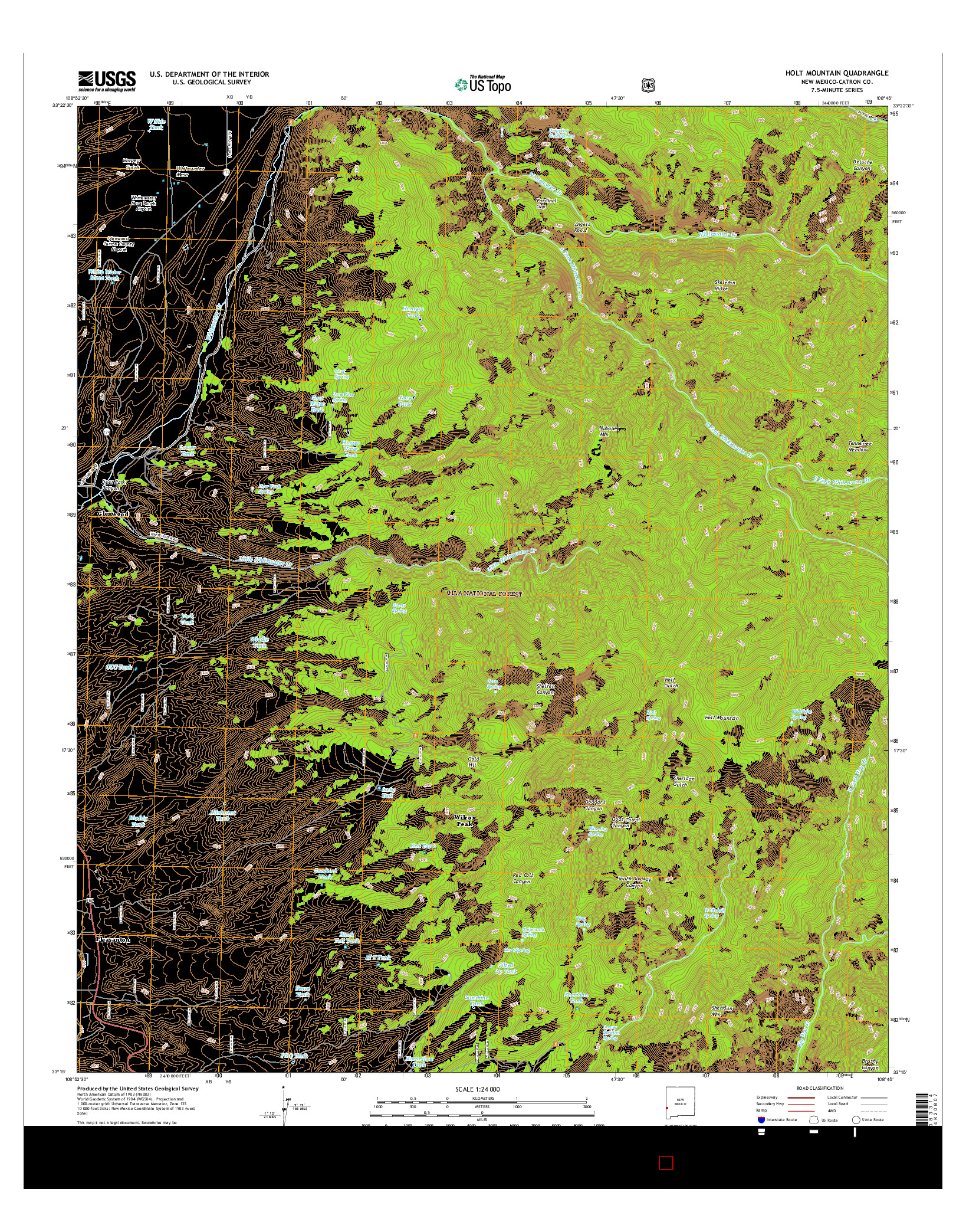 USGS US TOPO 7.5-MINUTE MAP FOR HOLT MOUNTAIN, NM 2017