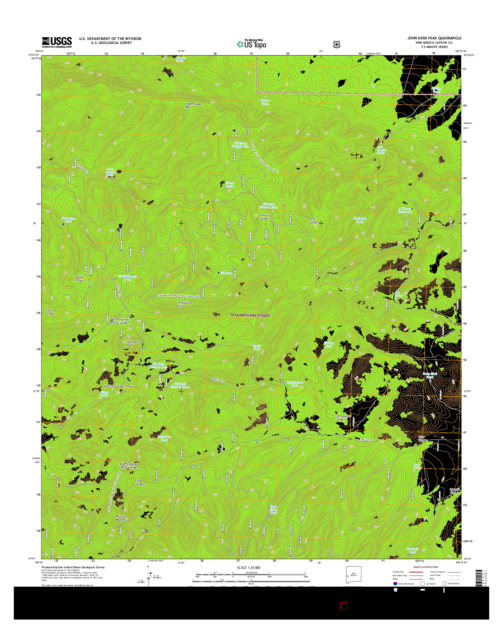 USGS US TOPO 7.5-MINUTE MAP FOR JOHN KERR PEAK, NM 2017