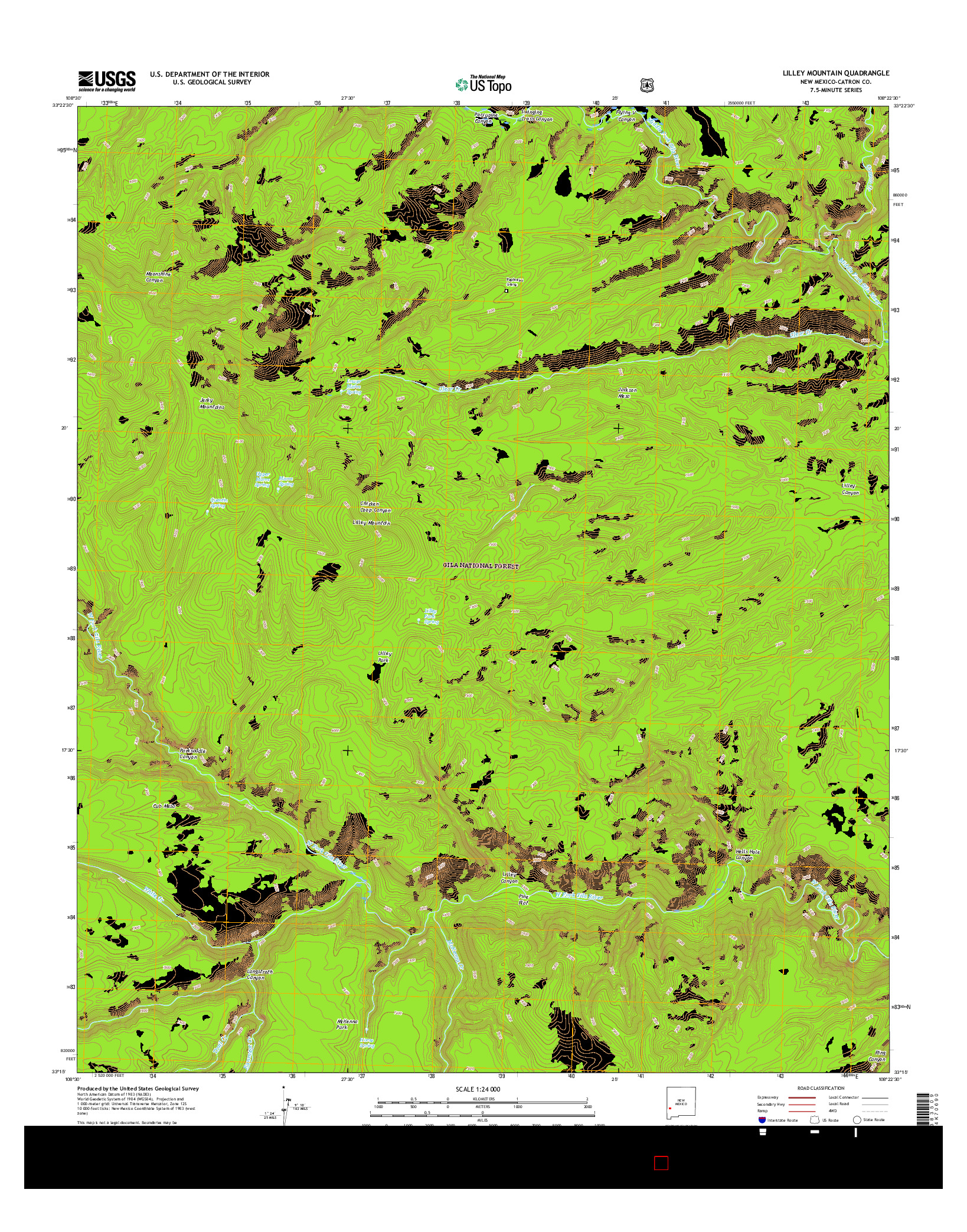 USGS US TOPO 7.5-MINUTE MAP FOR LILLEY MOUNTAIN, NM 2017