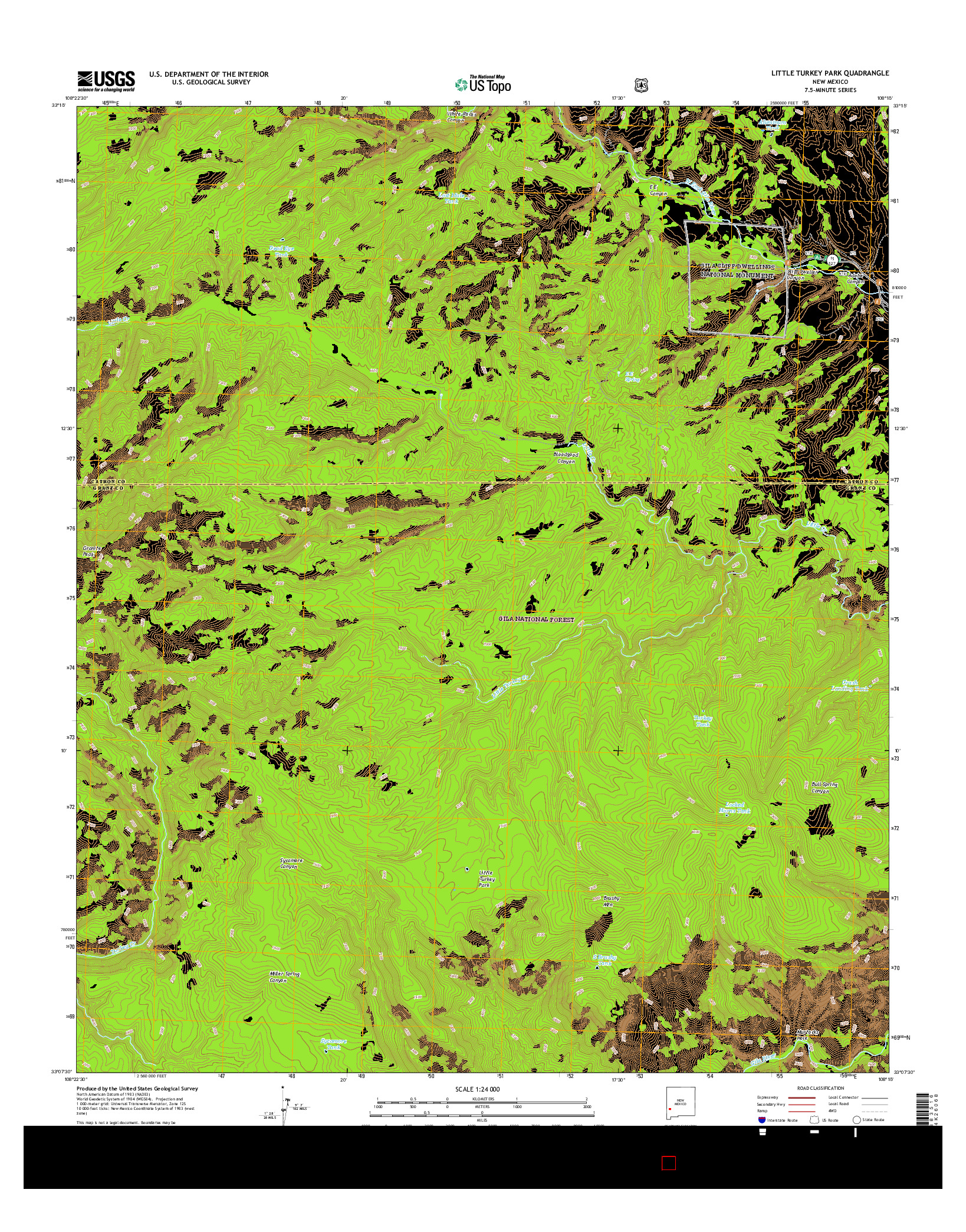 USGS US TOPO 7.5-MINUTE MAP FOR LITTLE TURKEY PARK, NM 2017