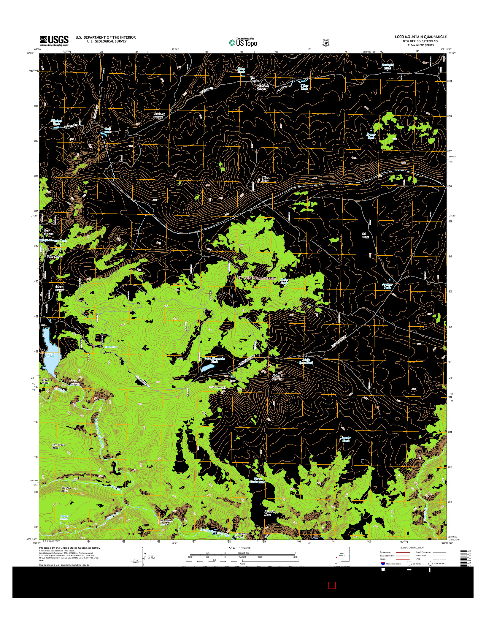 USGS US TOPO 7.5-MINUTE MAP FOR LOCO MOUNTAIN, NM 2017