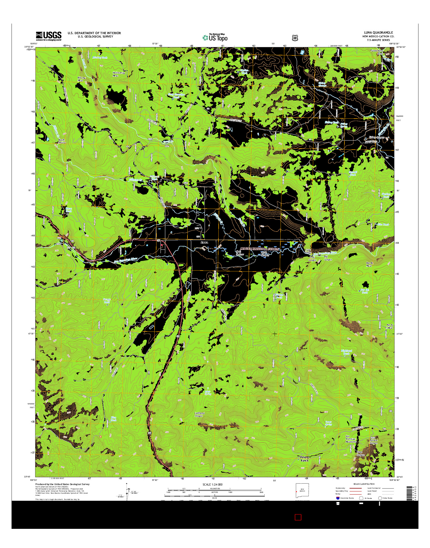 USGS US TOPO 7.5-MINUTE MAP FOR LUNA, NM 2017