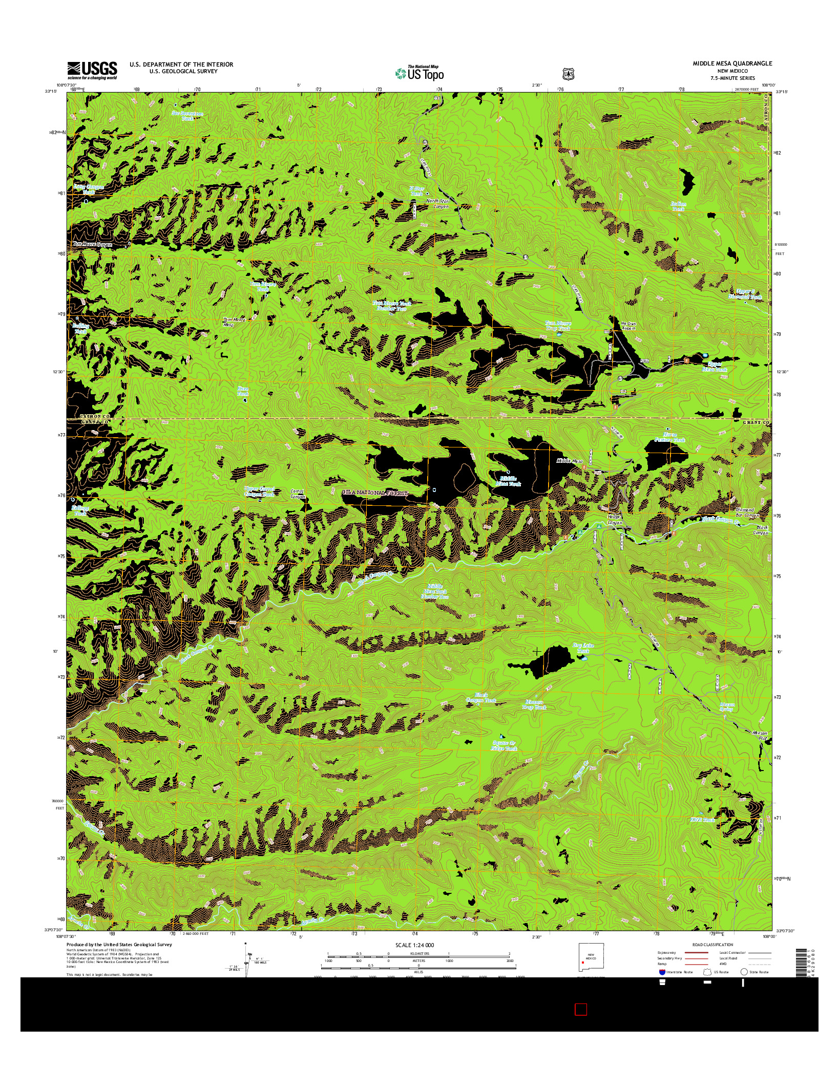 USGS US TOPO 7.5-MINUTE MAP FOR MIDDLE MESA, NM 2017