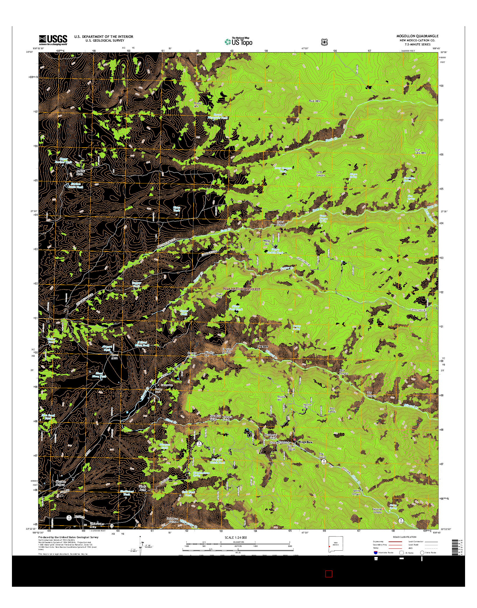 USGS US TOPO 7.5-MINUTE MAP FOR MOGOLLON, NM 2017