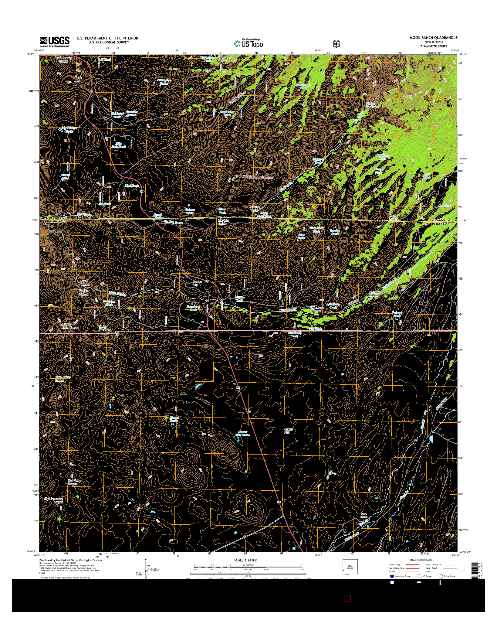 USGS US TOPO 7.5-MINUTE MAP FOR MOON RANCH, NM 2017