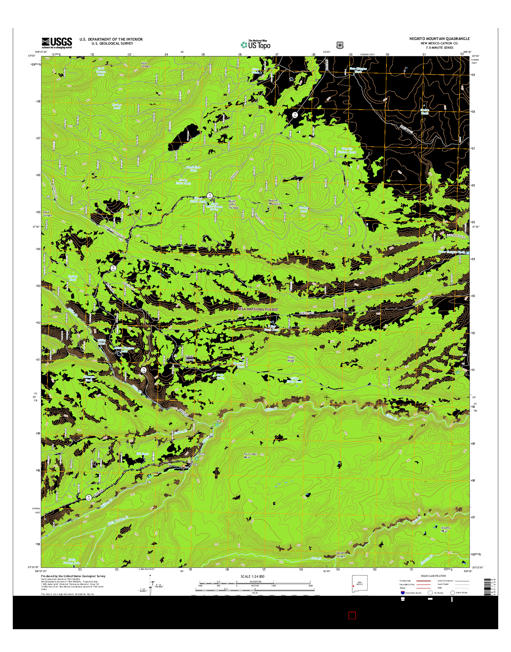 USGS US TOPO 7.5-MINUTE MAP FOR NEGRITO MOUNTAIN, NM 2017