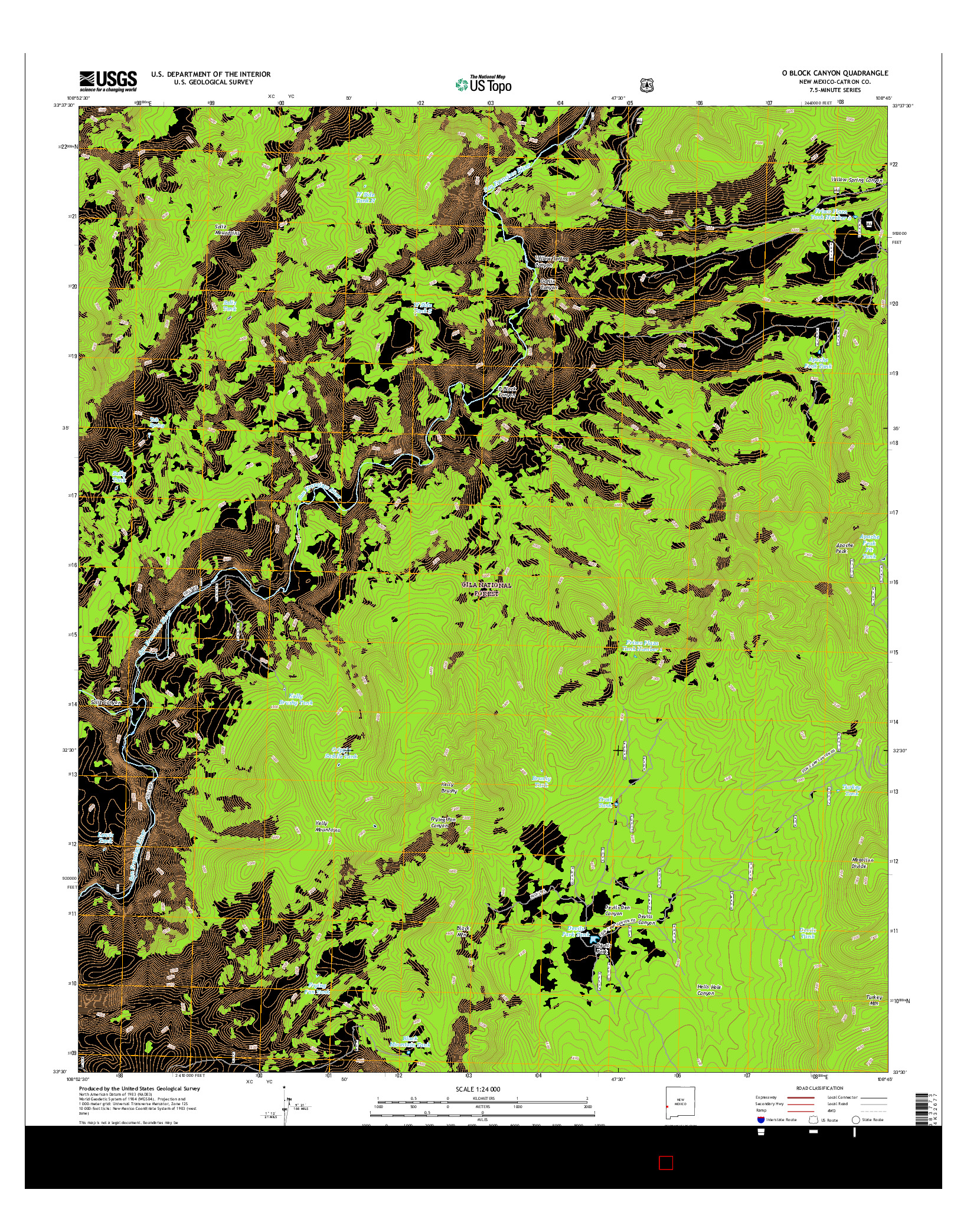 USGS US TOPO 7.5-MINUTE MAP FOR O BLOCK CANYON, NM 2017