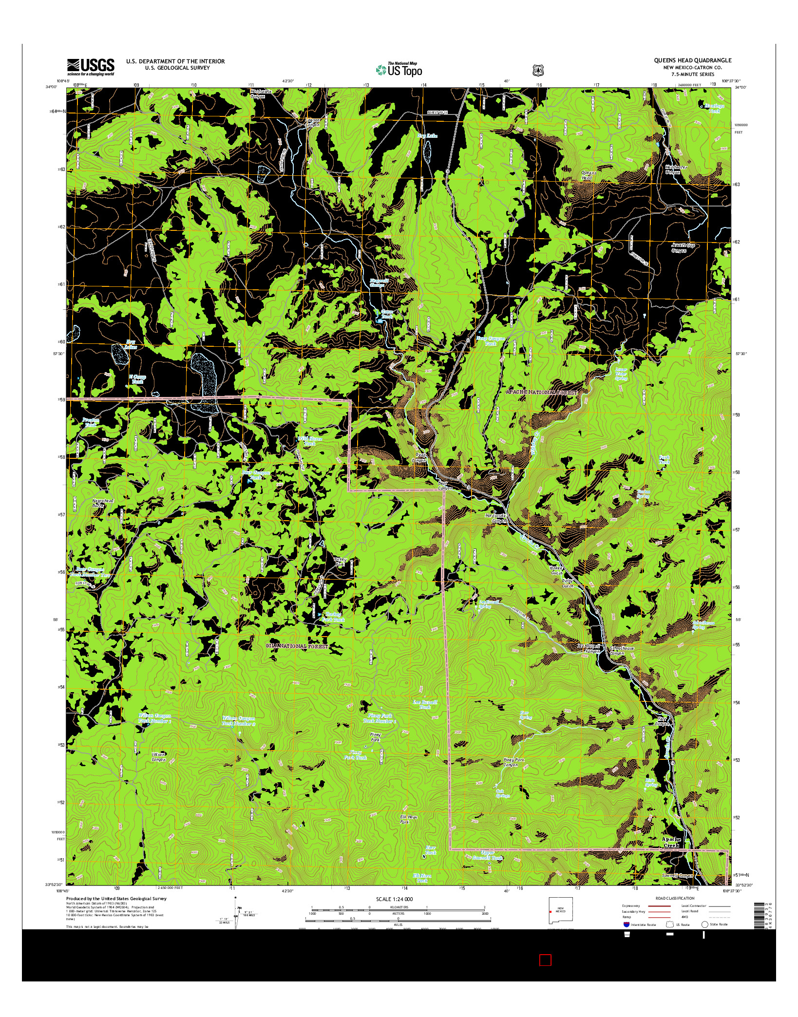 USGS US TOPO 7.5-MINUTE MAP FOR QUEENS HEAD, NM 2017