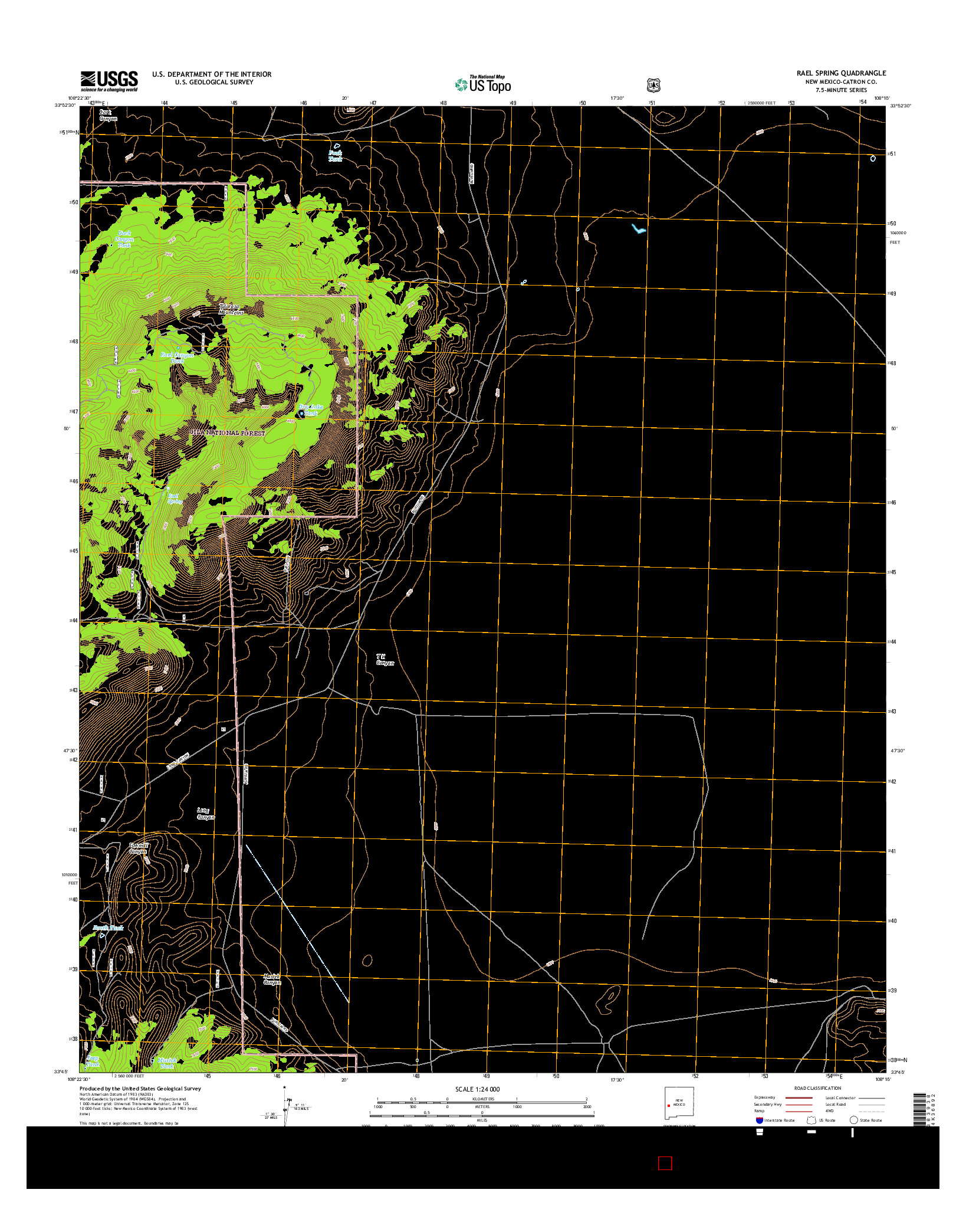 USGS US TOPO 7.5-MINUTE MAP FOR RAEL SPRING, NM 2017