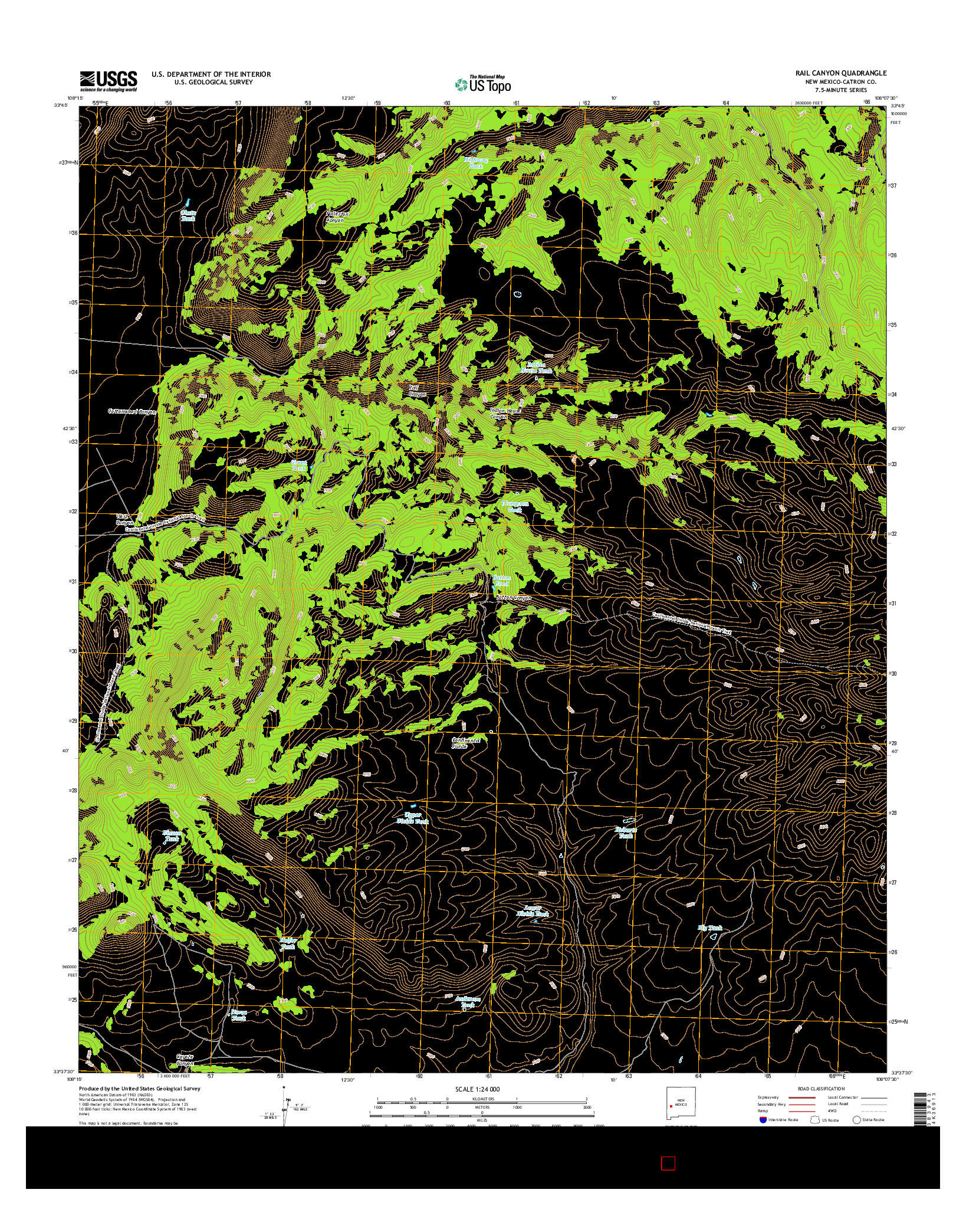 USGS US TOPO 7.5-MINUTE MAP FOR RAIL CANYON, NM 2017