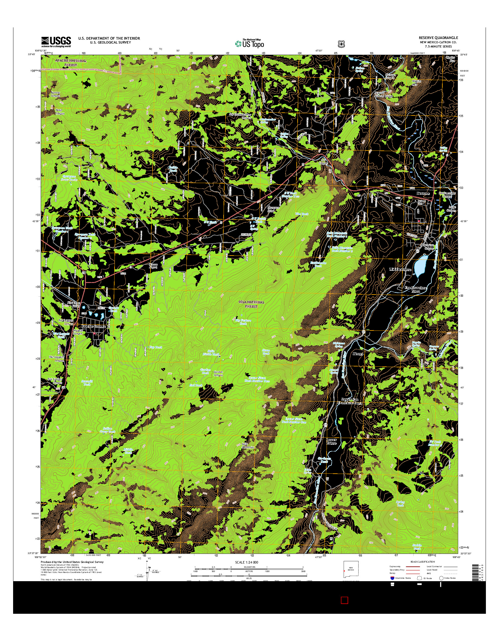 USGS US TOPO 7.5-MINUTE MAP FOR RESERVE, NM 2017