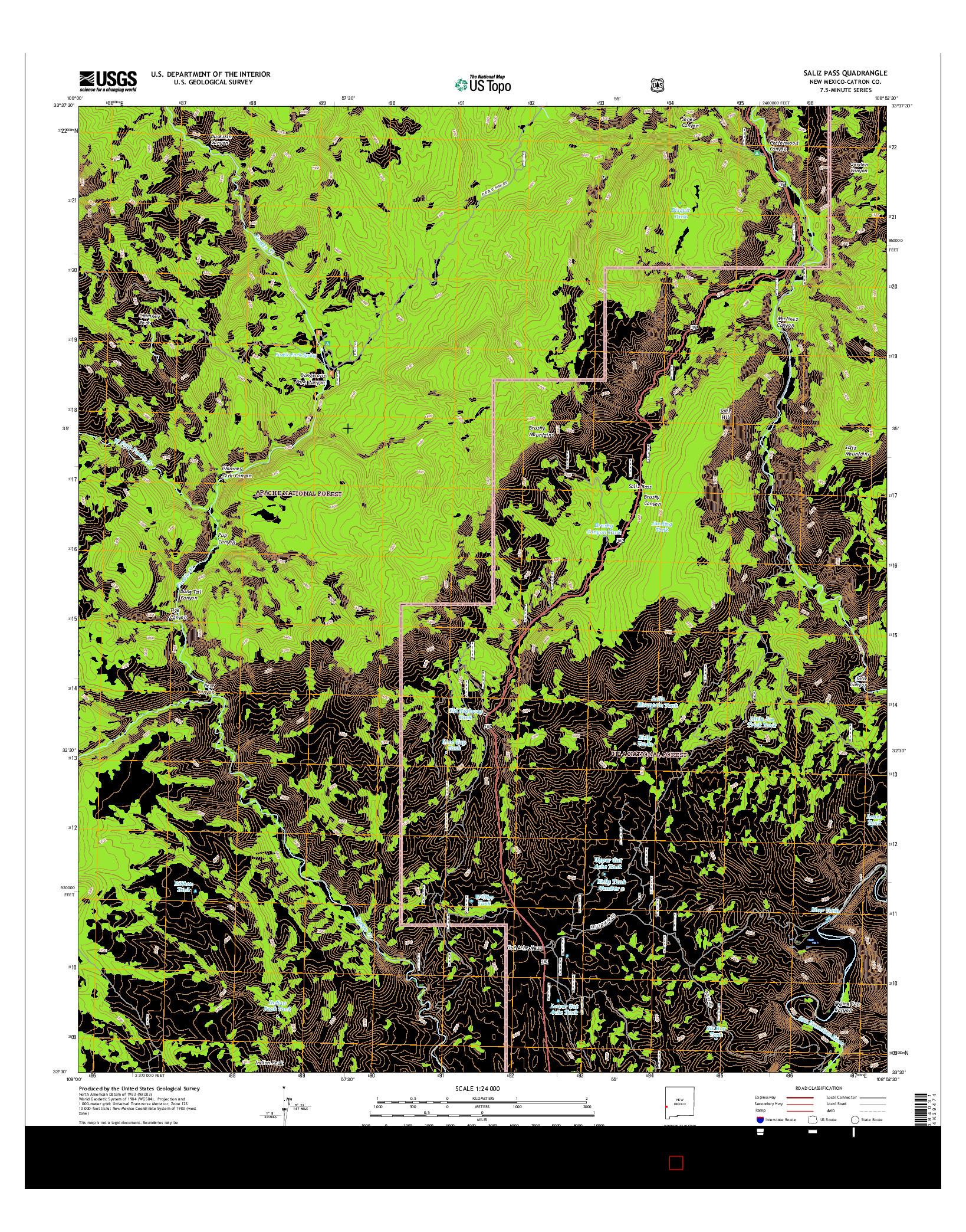 USGS US TOPO 7.5-MINUTE MAP FOR SALIZ PASS, NM 2017