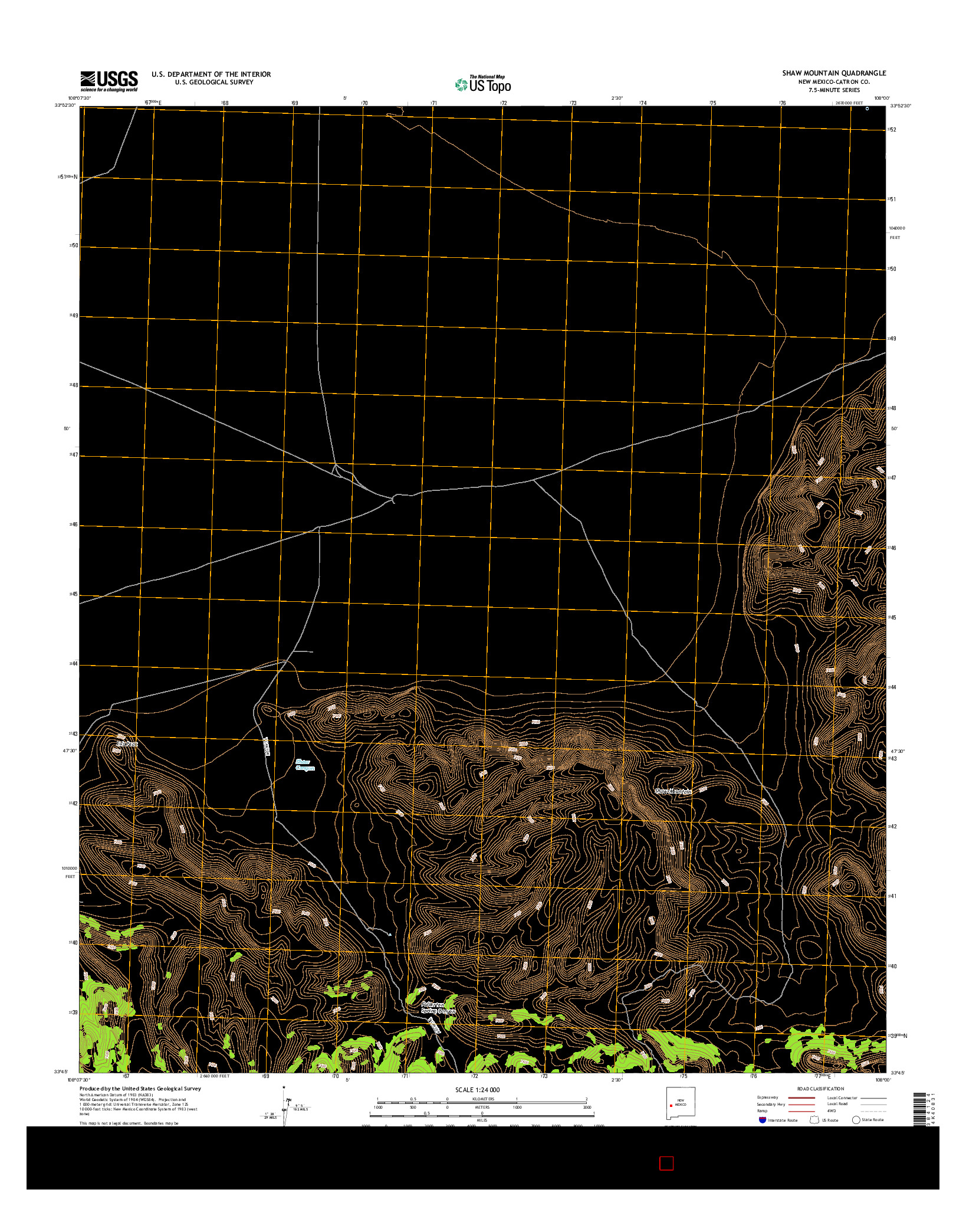 USGS US TOPO 7.5-MINUTE MAP FOR SHAW MOUNTAIN, NM 2017