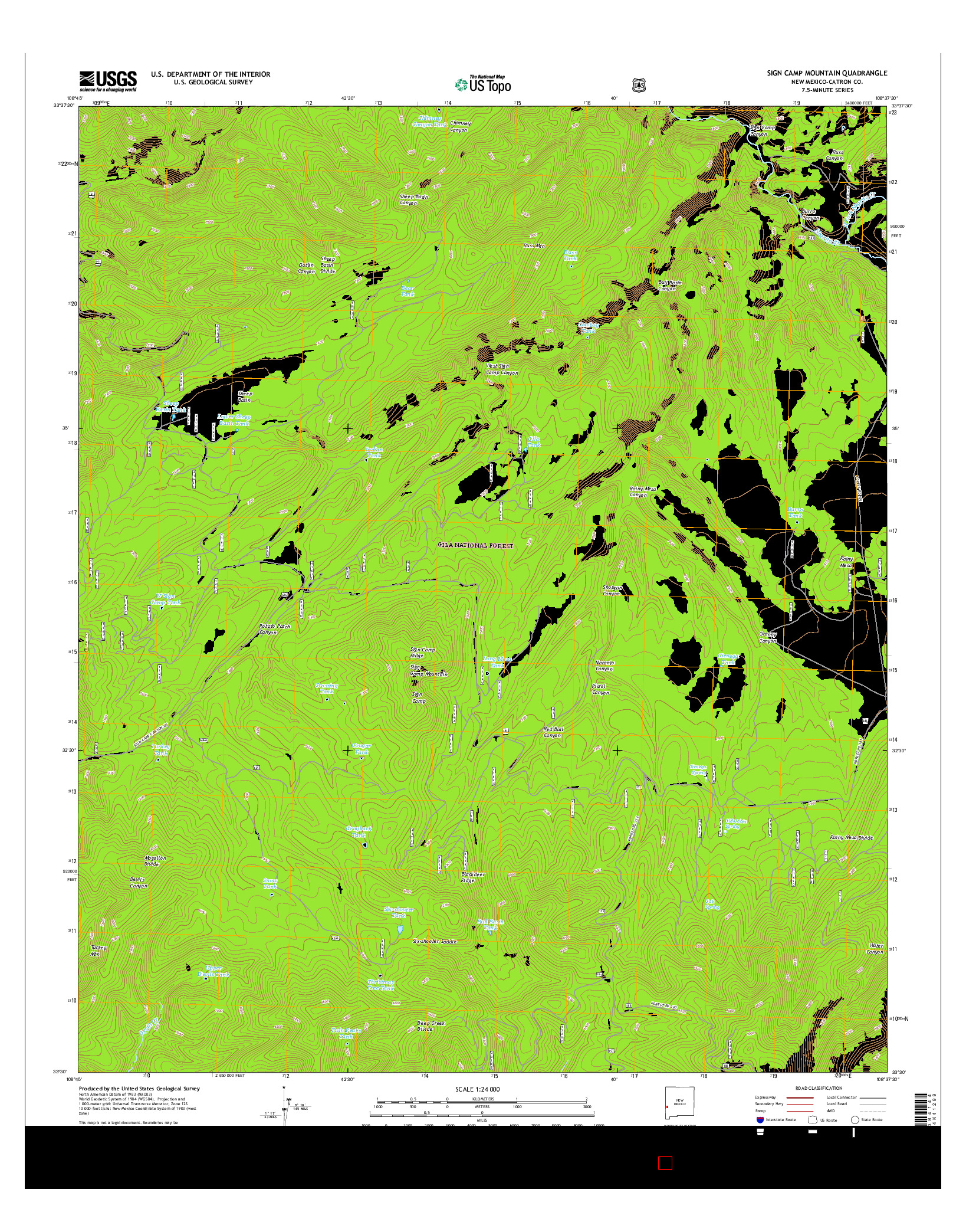 USGS US TOPO 7.5-MINUTE MAP FOR SIGN CAMP MOUNTAIN, NM 2017