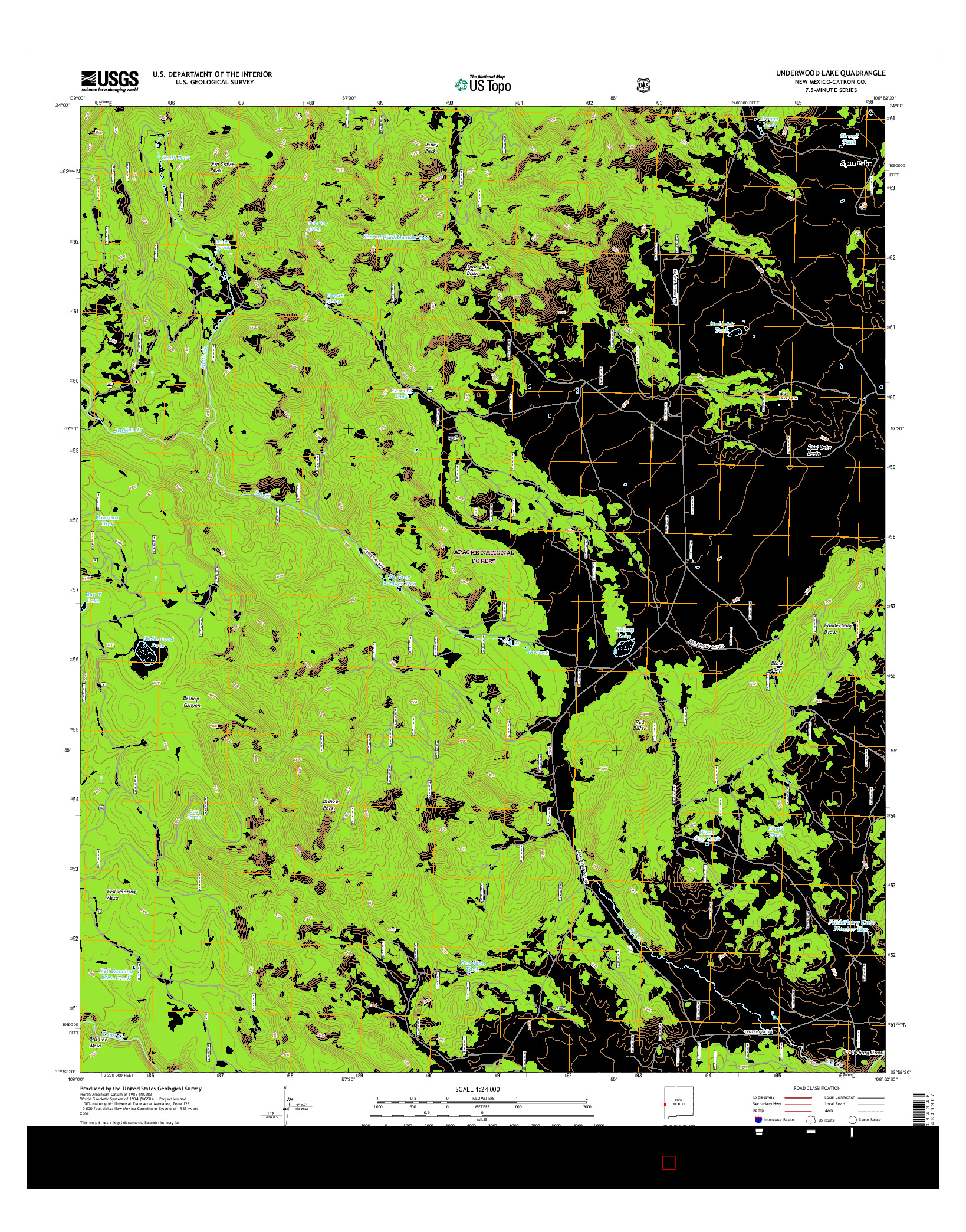 USGS US TOPO 7.5-MINUTE MAP FOR UNDERWOOD LAKE, NM 2017