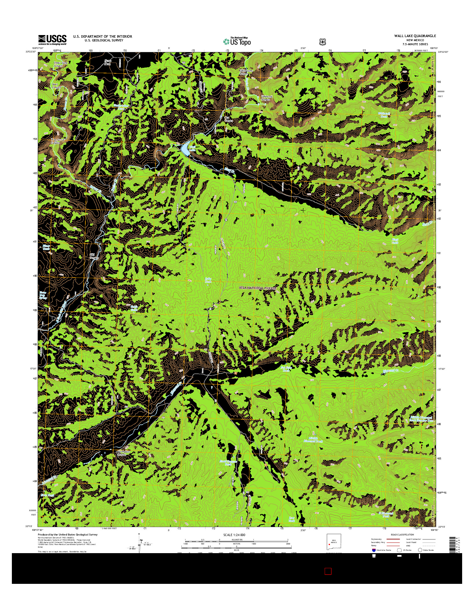 USGS US TOPO 7.5-MINUTE MAP FOR WALL LAKE, NM 2017