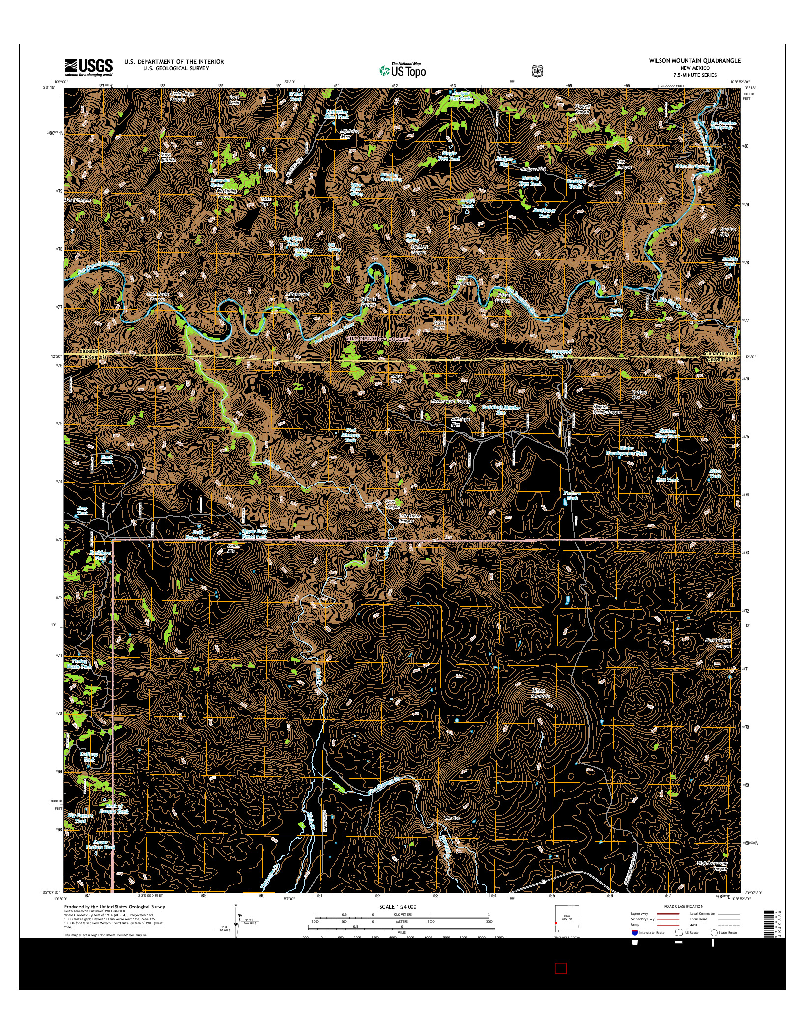 USGS US TOPO 7.5-MINUTE MAP FOR WILSON MOUNTAIN, NM 2017
