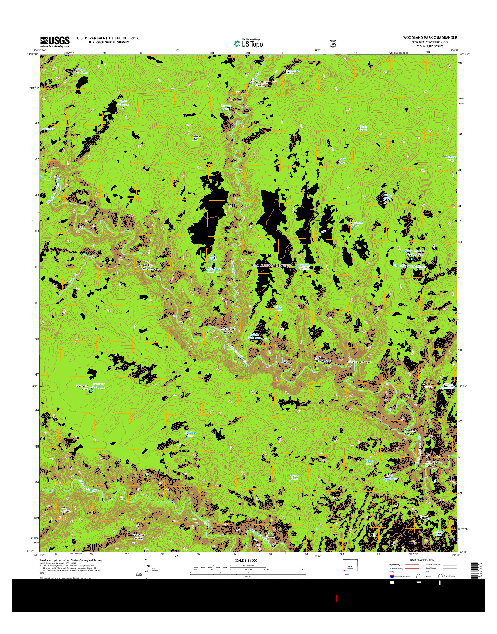 USGS US TOPO 7.5-MINUTE MAP FOR WOODLAND PARK, NM 2017