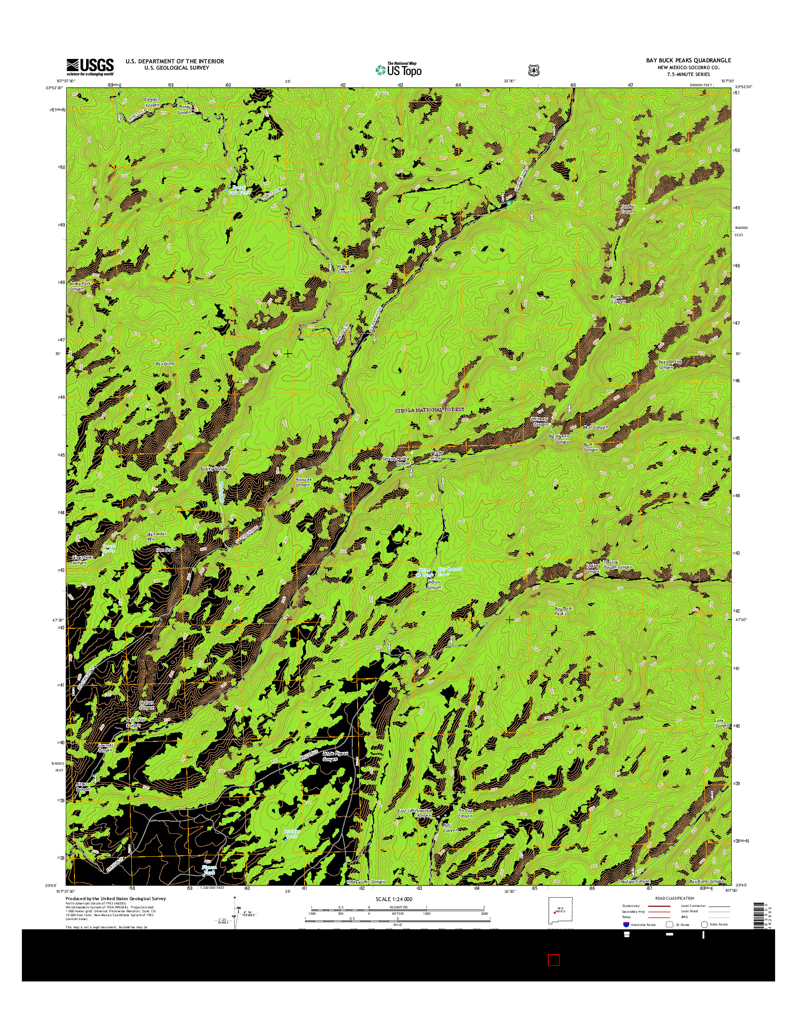 USGS US TOPO 7.5-MINUTE MAP FOR BAY BUCK PEAKS, NM 2017